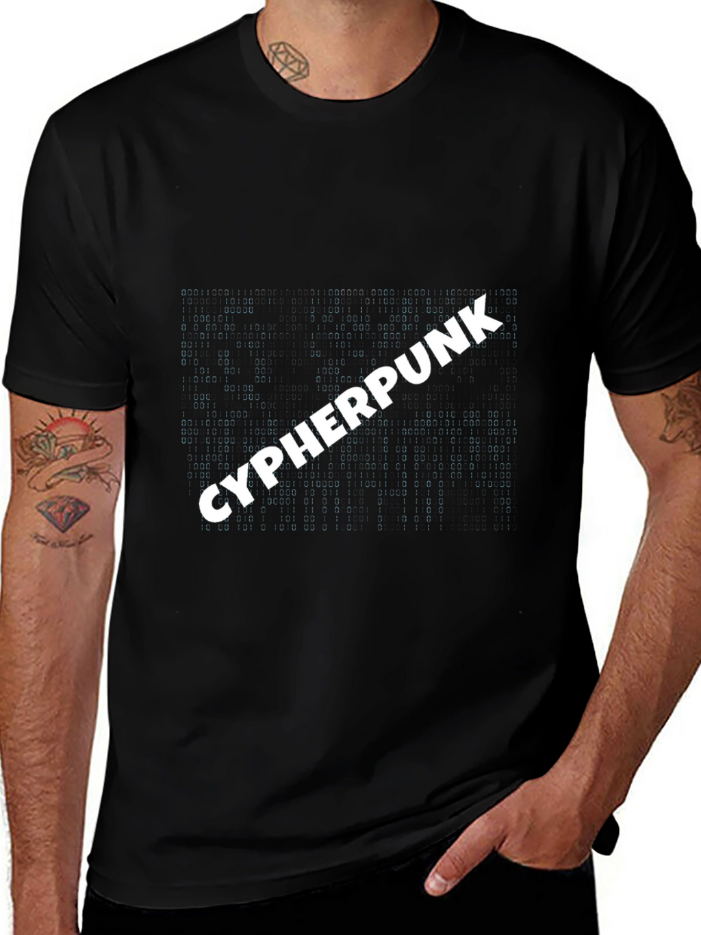 Cyberpunk Style T-Shirt: Matrix Code Design
