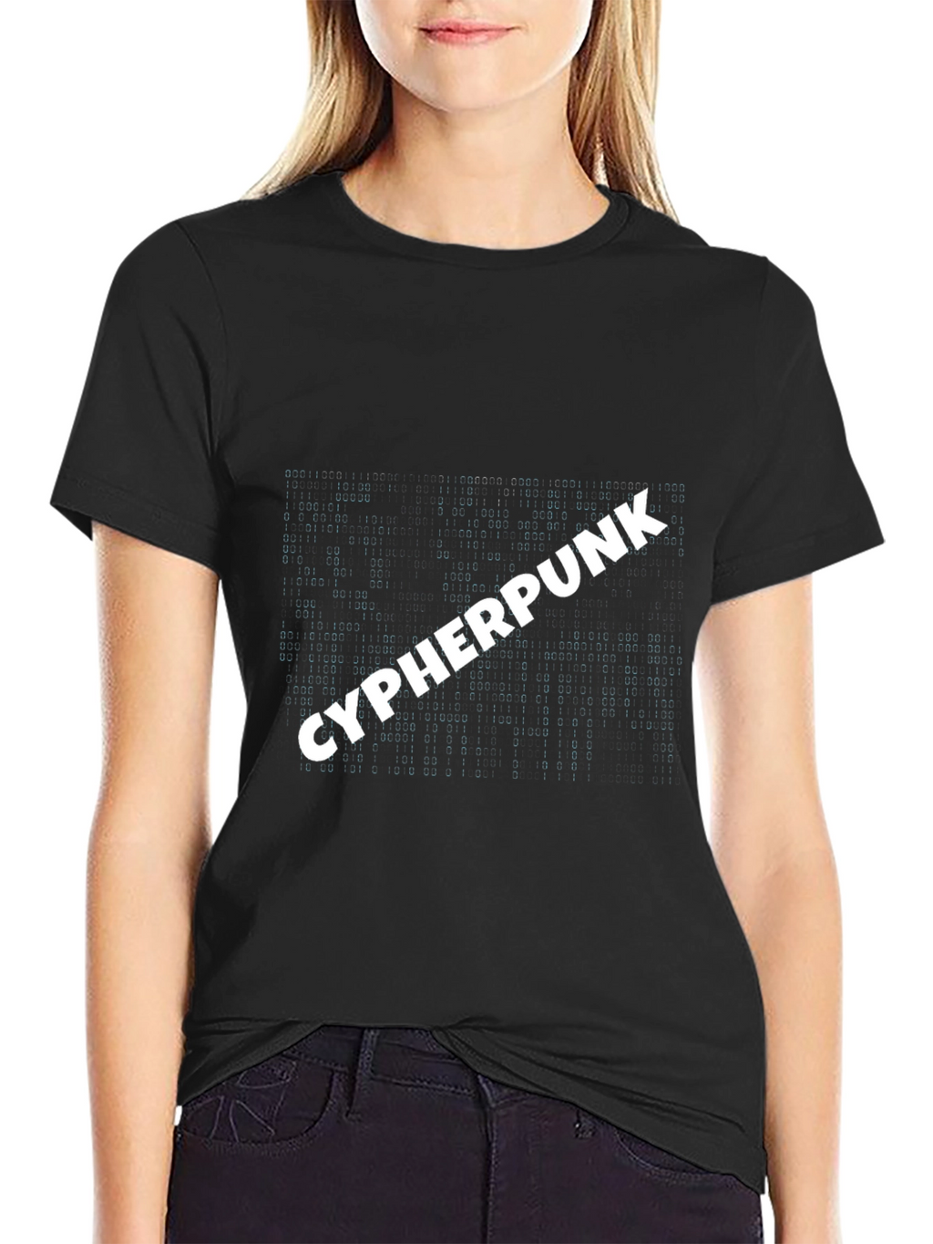 Cyberpunk Style T-Shirt: Matrix Code Design