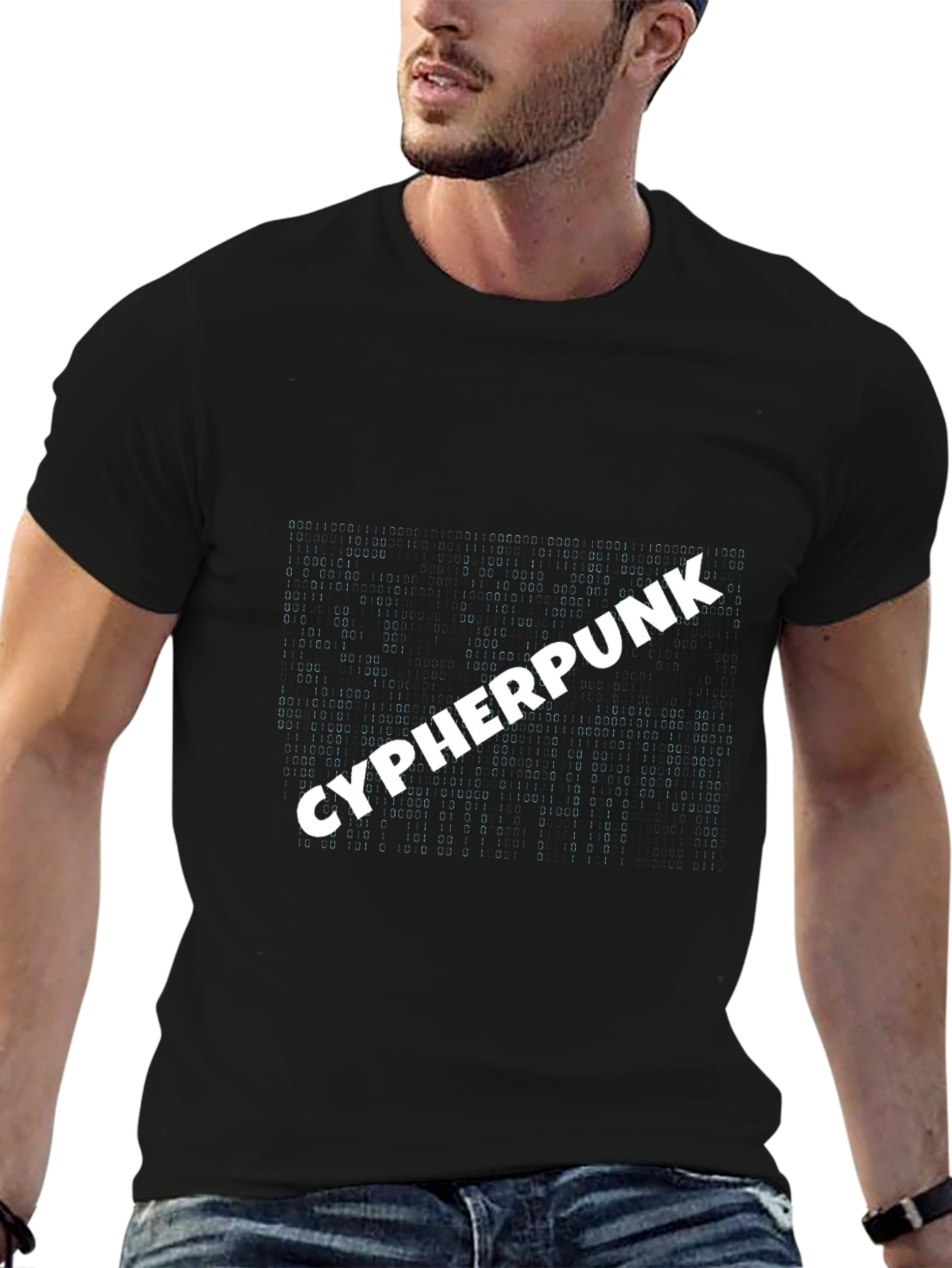 Cyberpunk Style T-Shirt: Matrix Code Design
