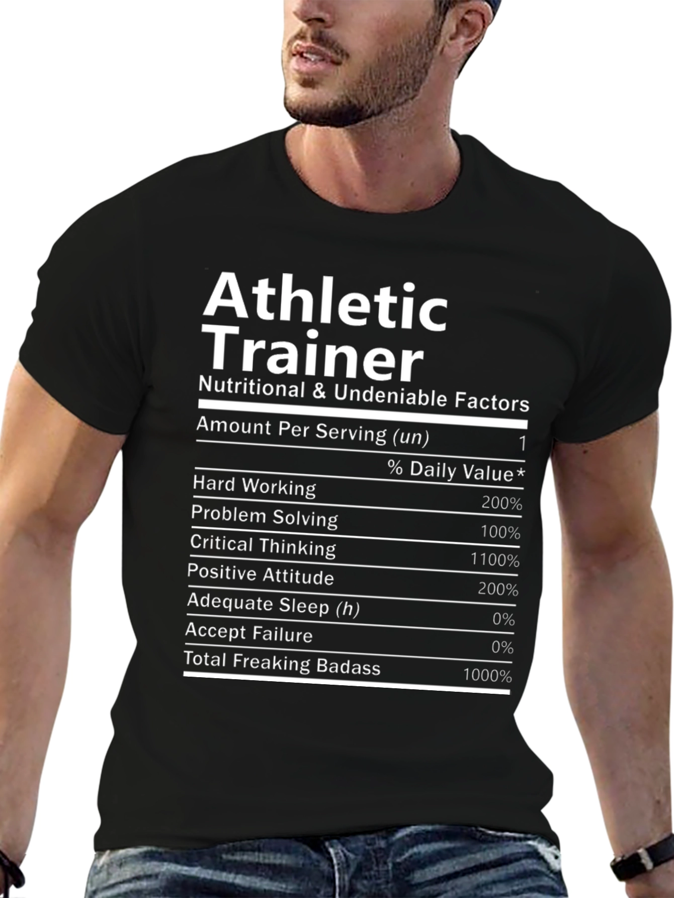 Athletic Trainer T-Shirt - Nutritional Facts Funny Tee