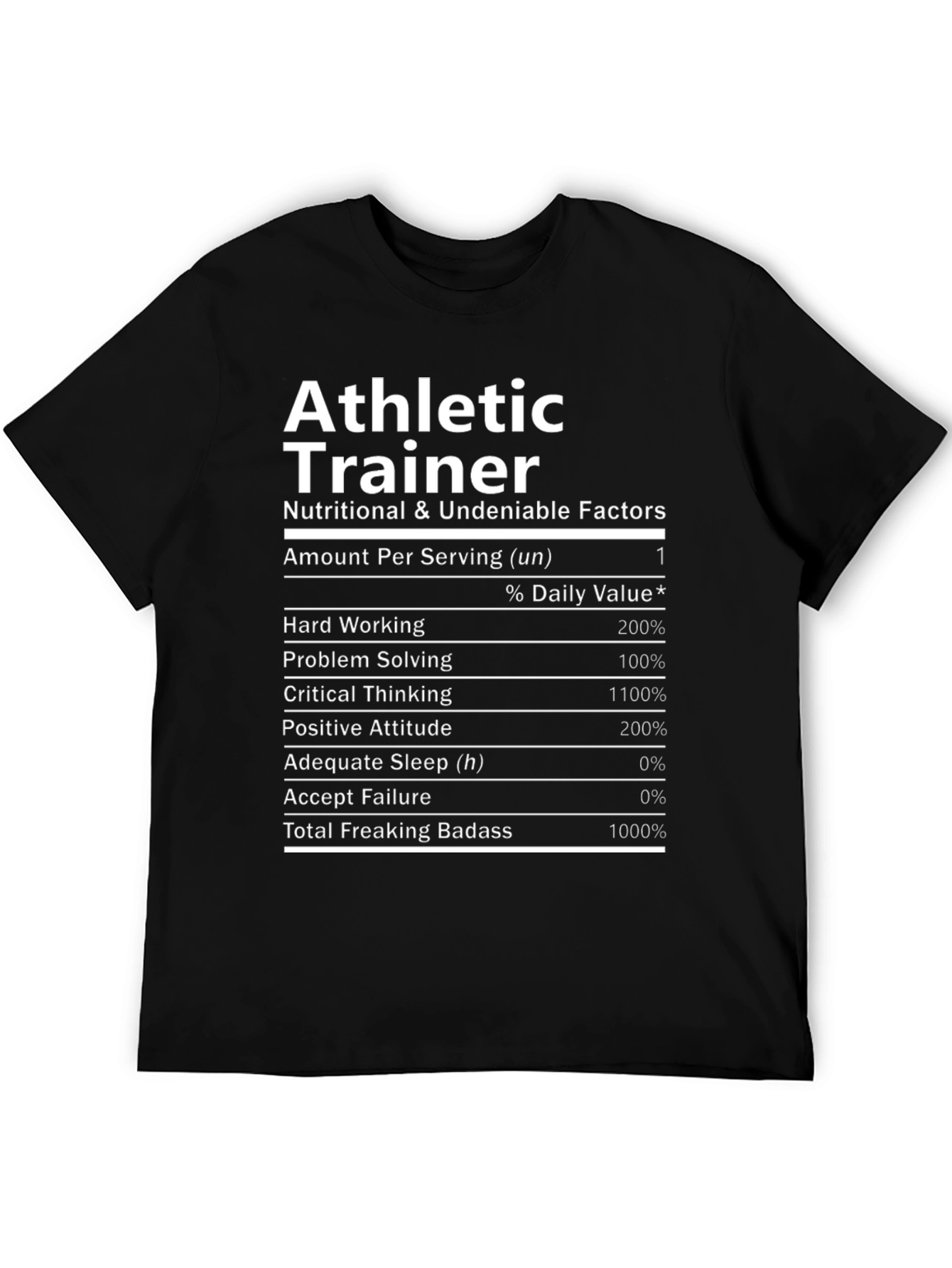 Athletic Trainer T-Shirt - Nutritional Facts Funny Tee