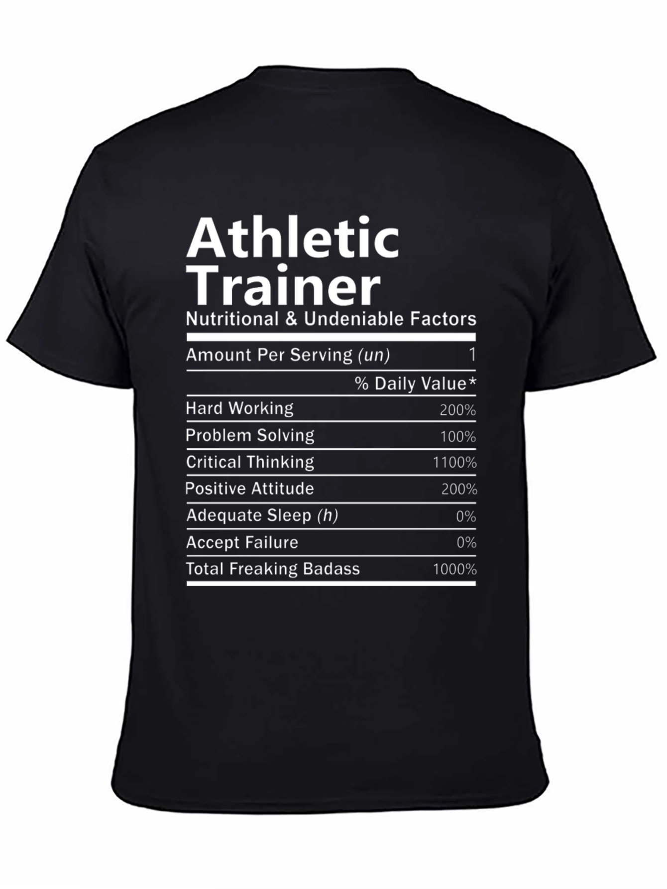 Athletic Trainer T-Shirt - Nutritional Facts Funny Tee