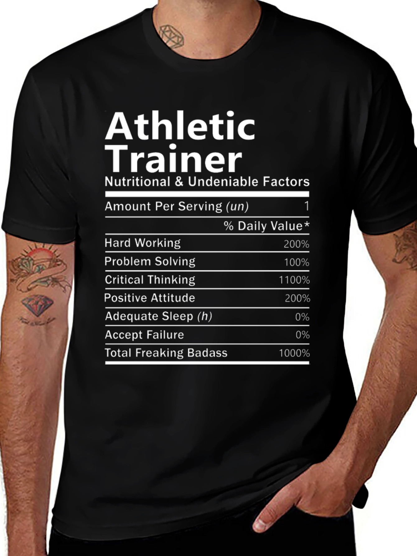 Athletic Trainer T-Shirt - Nutritional Facts Funny Tee