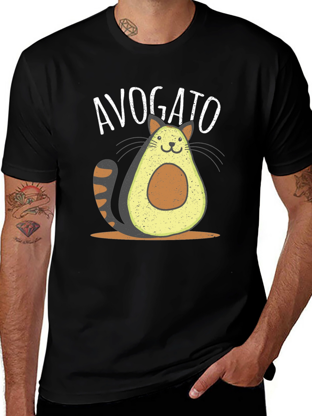 Avogato Funny Cat Avocado T-Shirt
