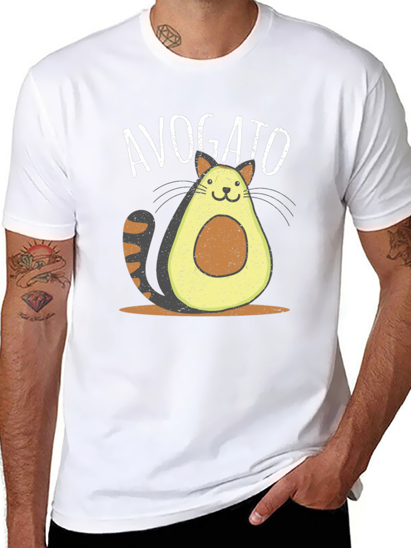 Avogato Funny Cat Avocado T-Shirt