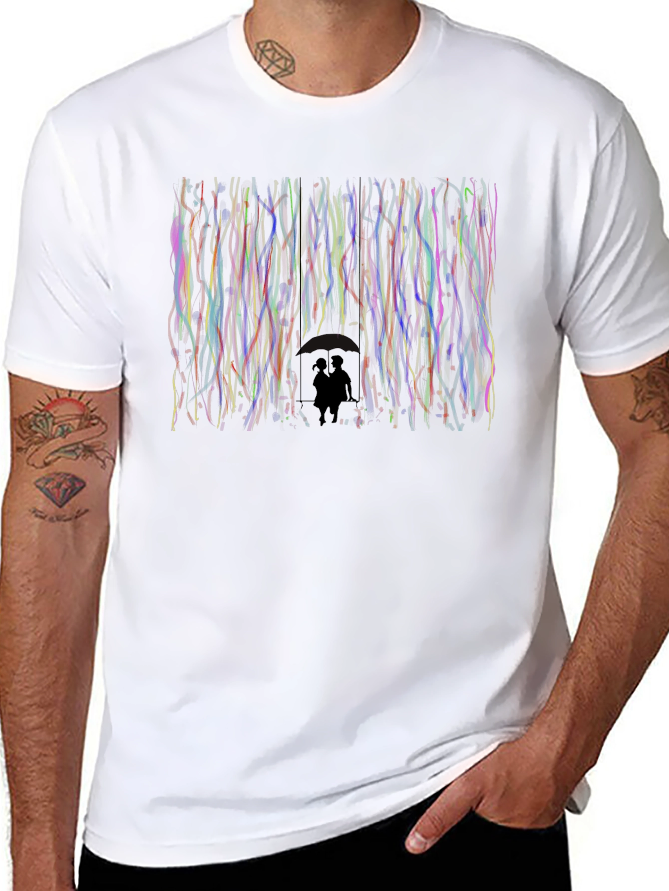 Abstract Couple Silhouette Black T-Shirt