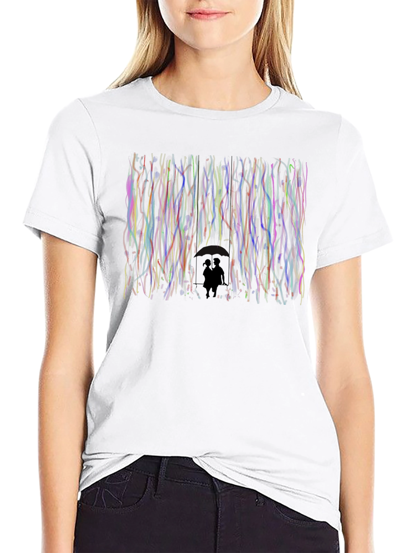 Abstract Couple Silhouette Black T-Shirt