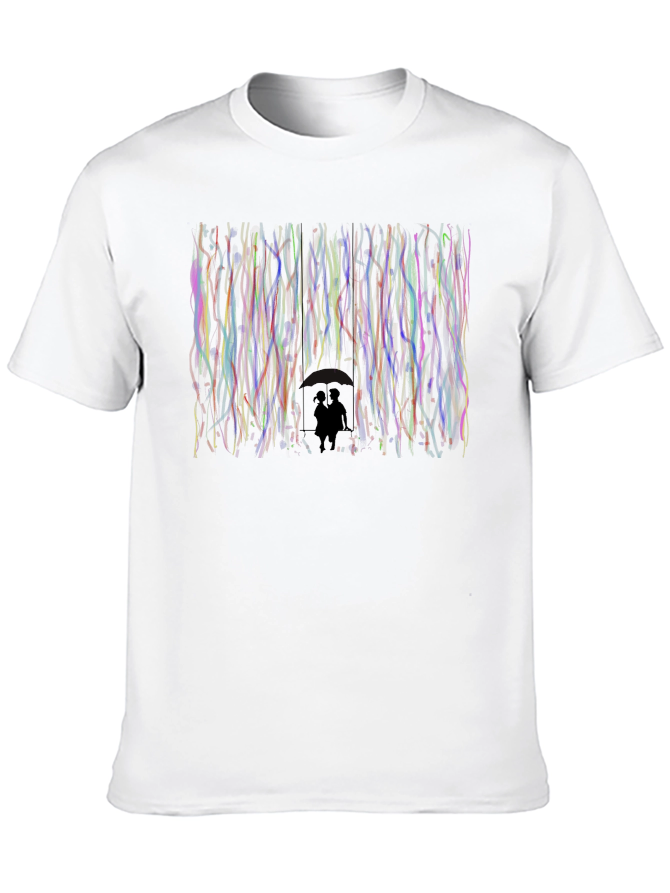 Abstract Couple Silhouette Black T-Shirt