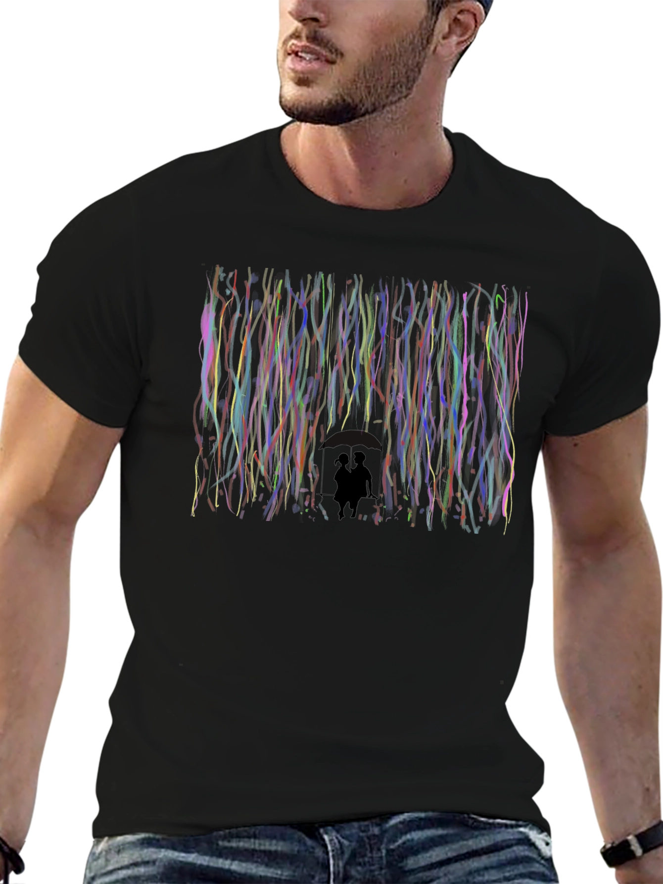 Abstract Couple Silhouette Black T-Shirt