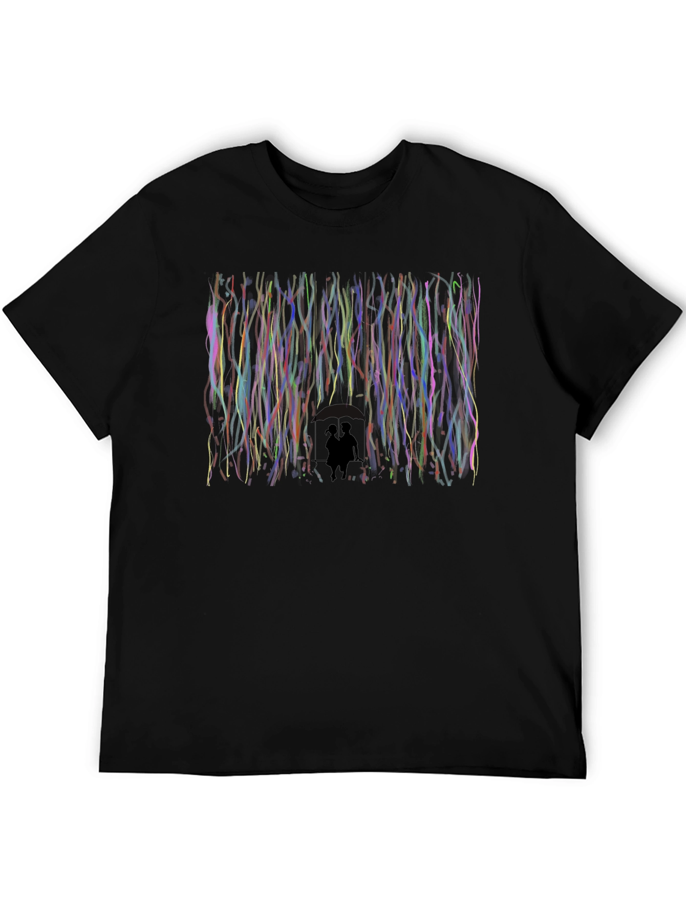 Abstract Couple Silhouette Black T-Shirt
