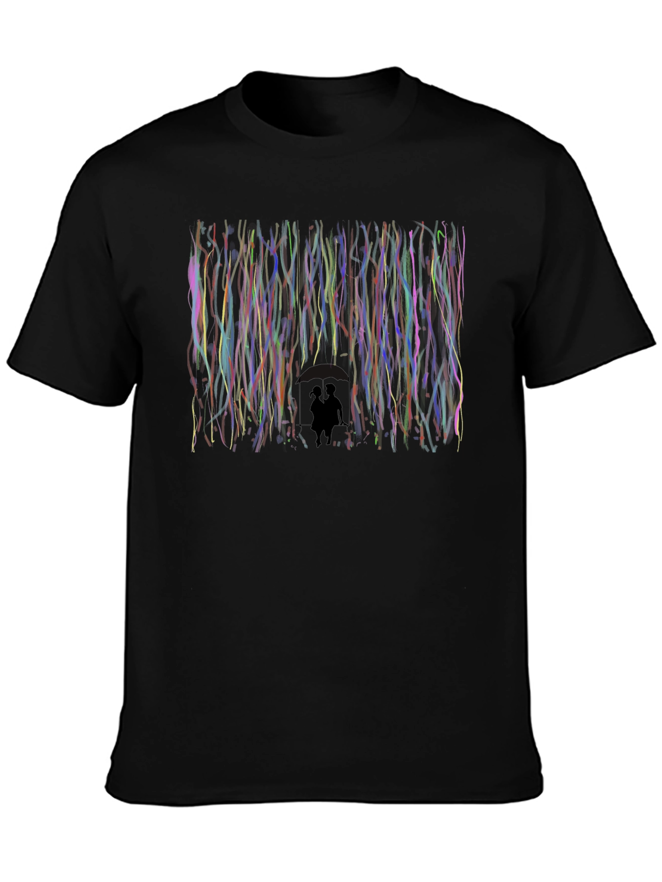 Abstract Couple Silhouette Black T-Shirt