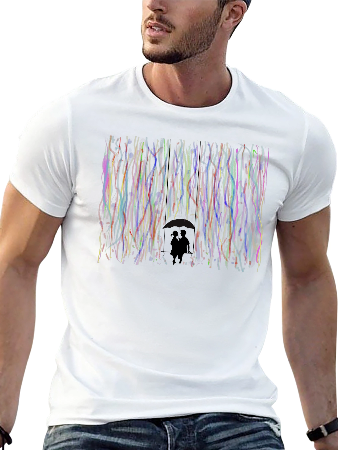 Abstract Couple Silhouette Black T-Shirt