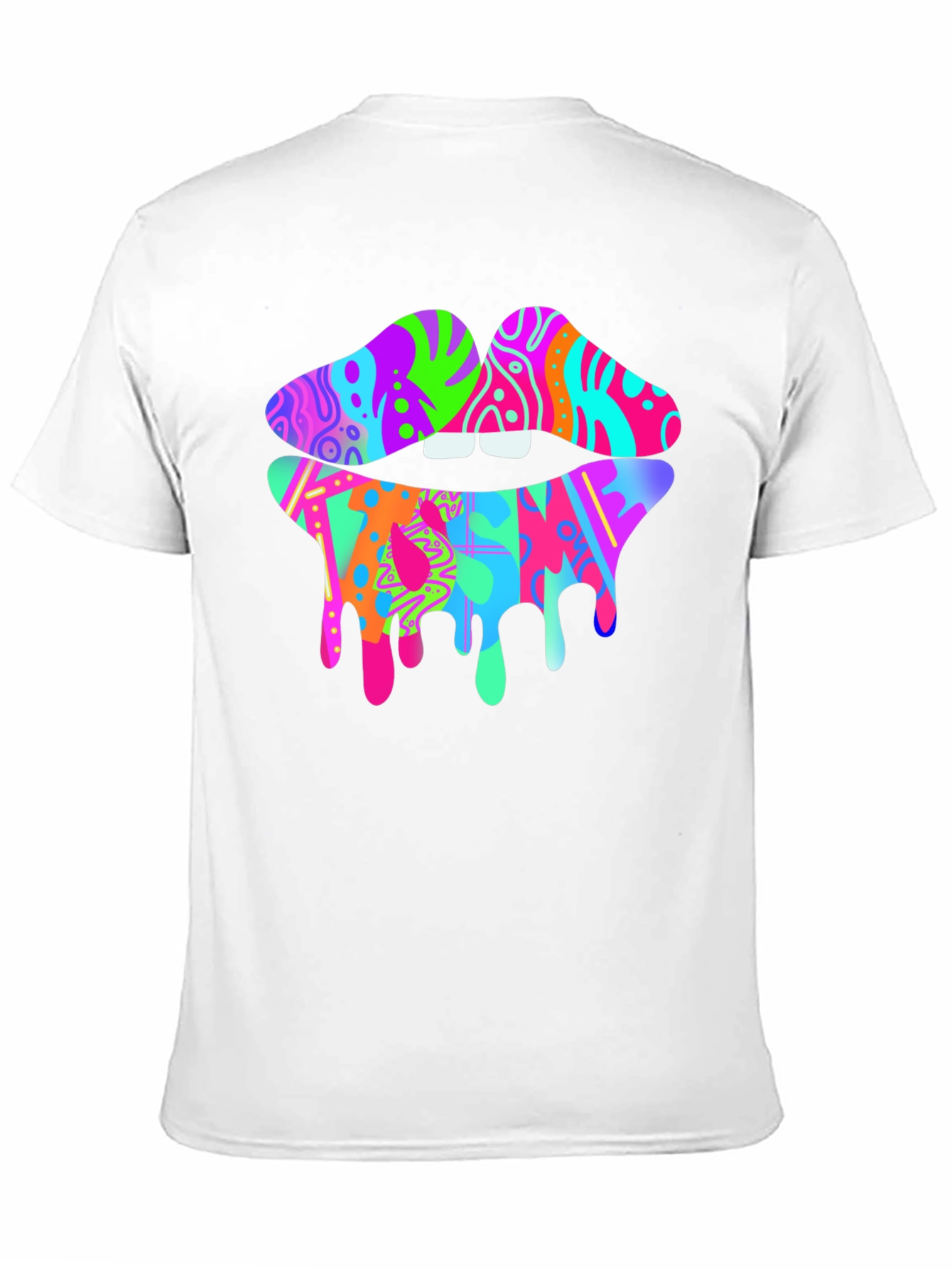 Colorful Dripping Lips Graphic T-Shirt - Unique Fashion Tee