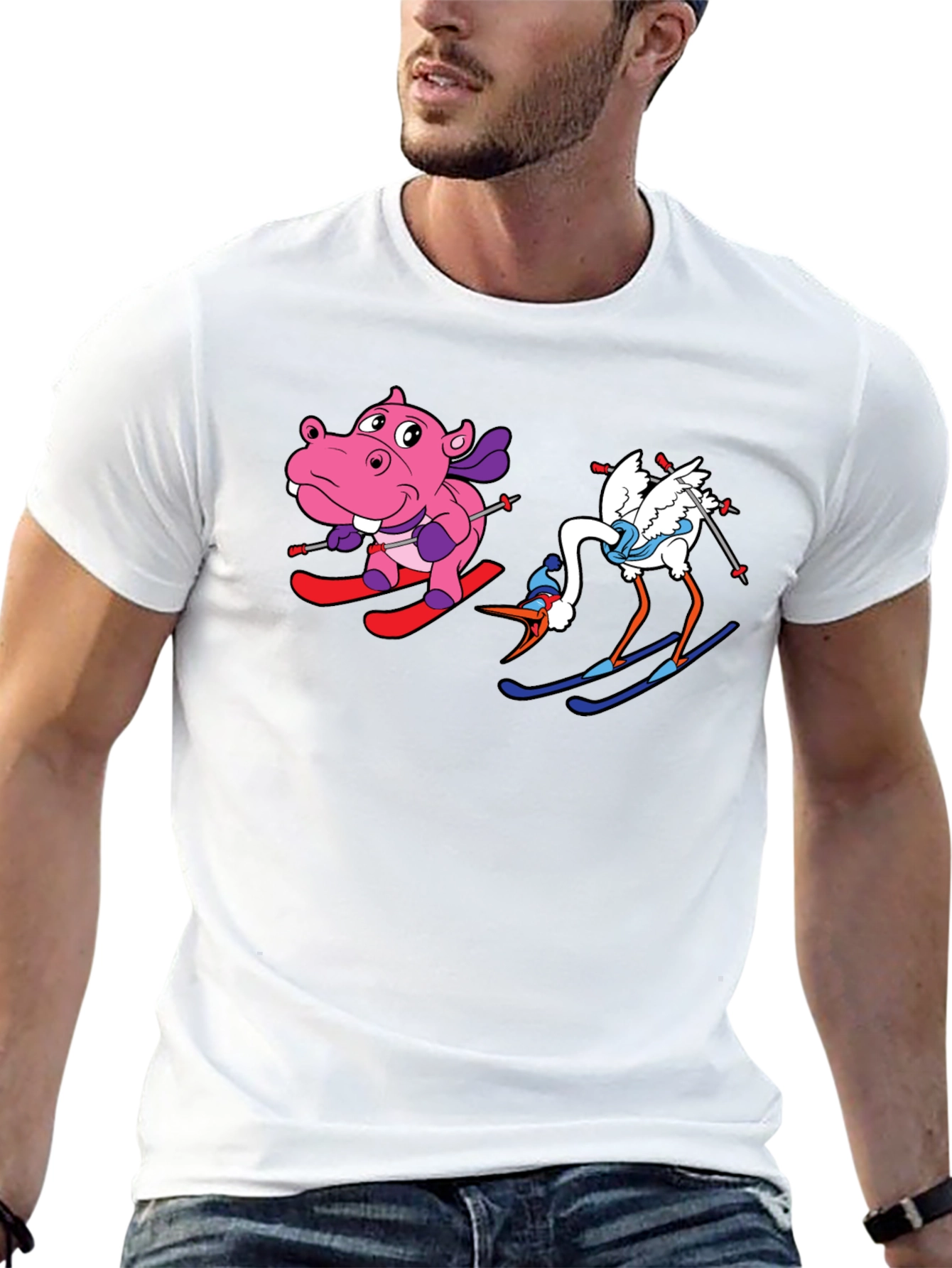 Skiing Animals Graphic T-Shirt