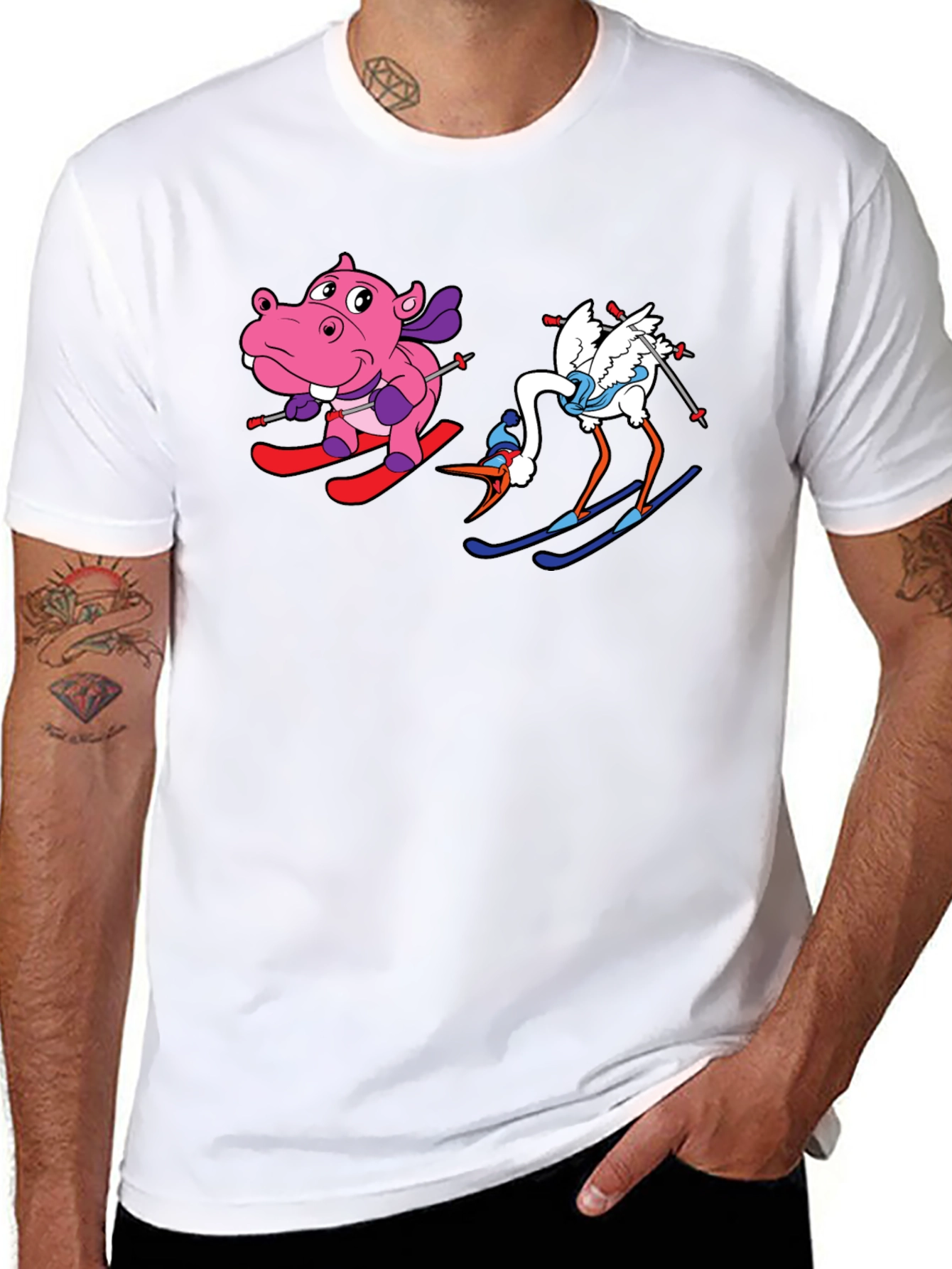 Skiing Animals Graphic T-Shirt