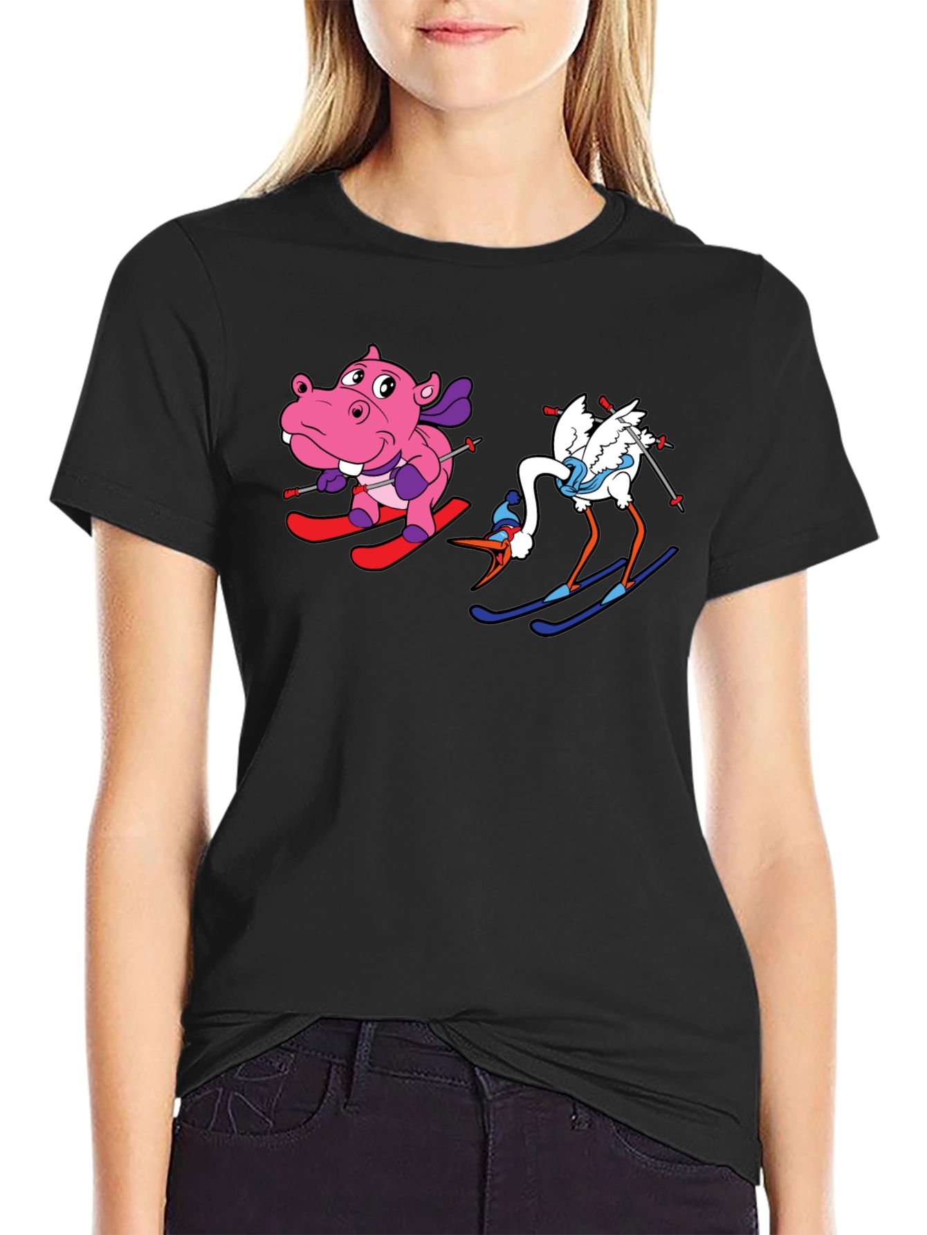 Skiing Animals Graphic T-Shirt