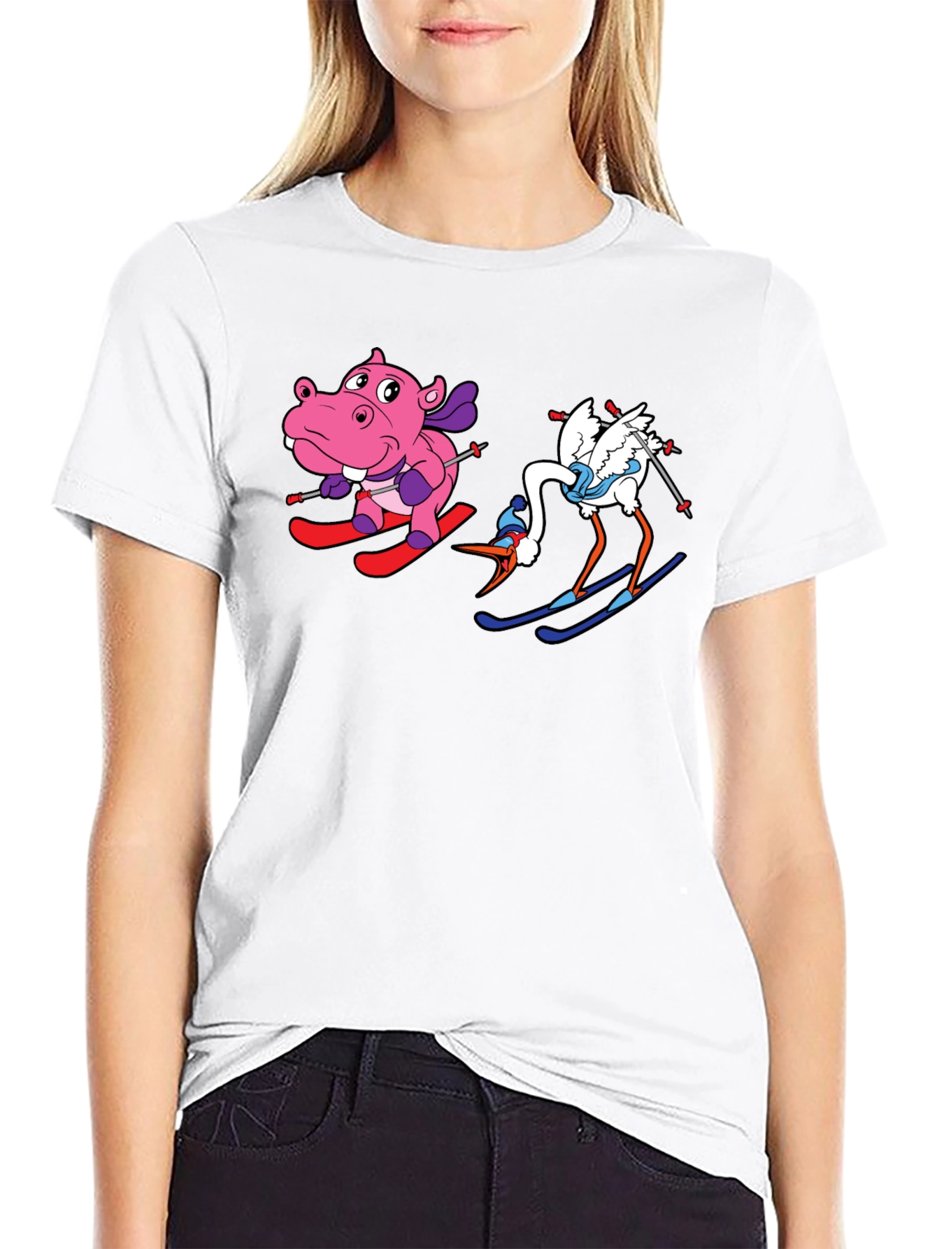 Skiing Animals Graphic T-Shirt