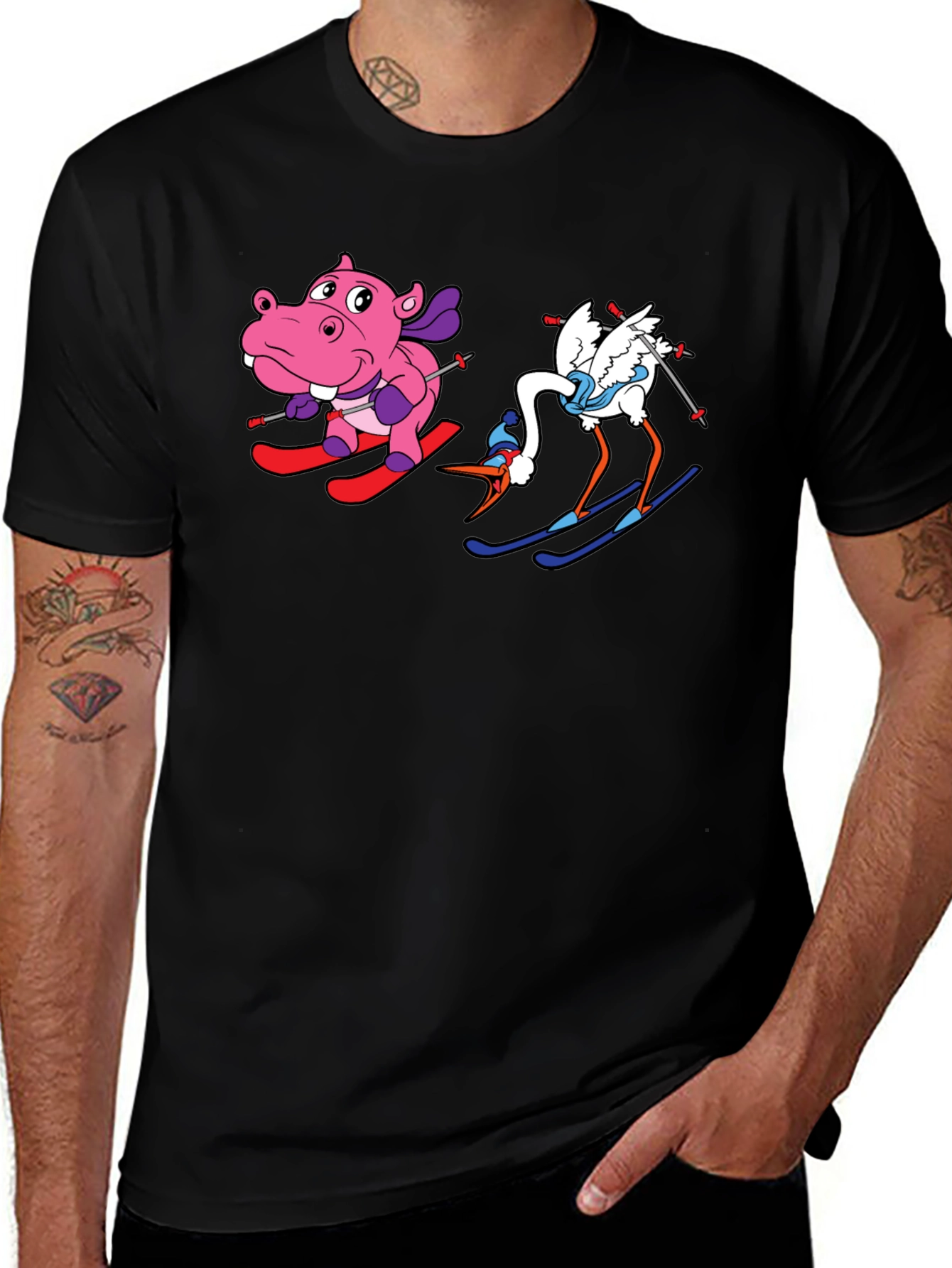 Skiing Animals Graphic T-Shirt