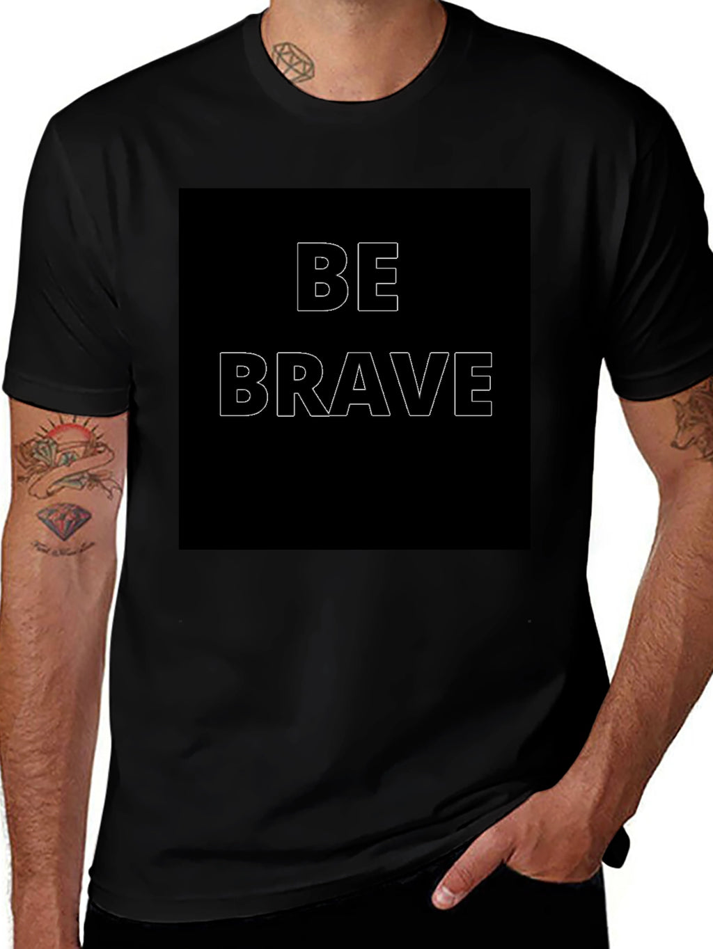 Be Brave Graphic Print Mens Black T-Shirt