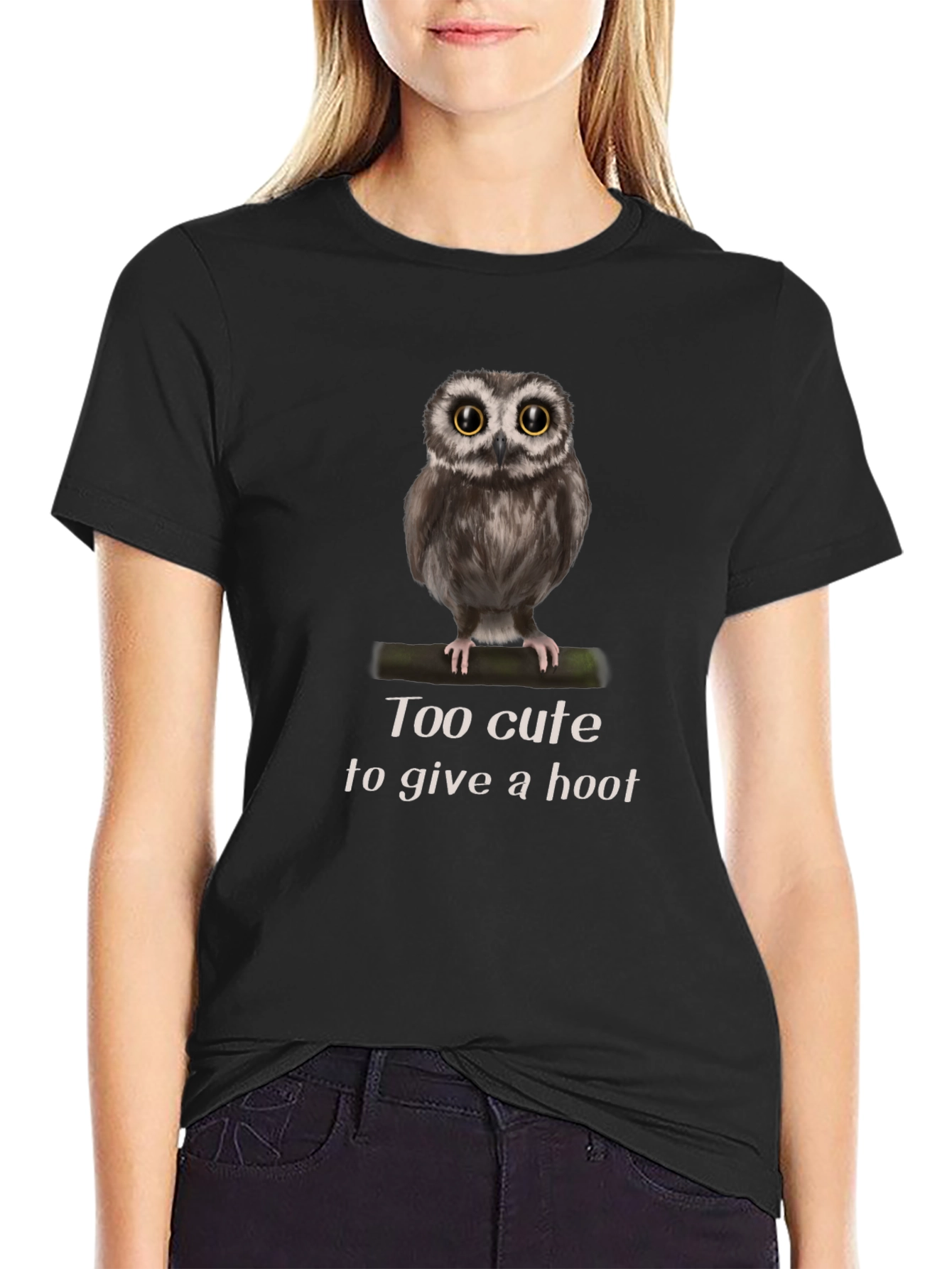 Cute Owl Graphic Tee - Too Cute to Give a Hoot