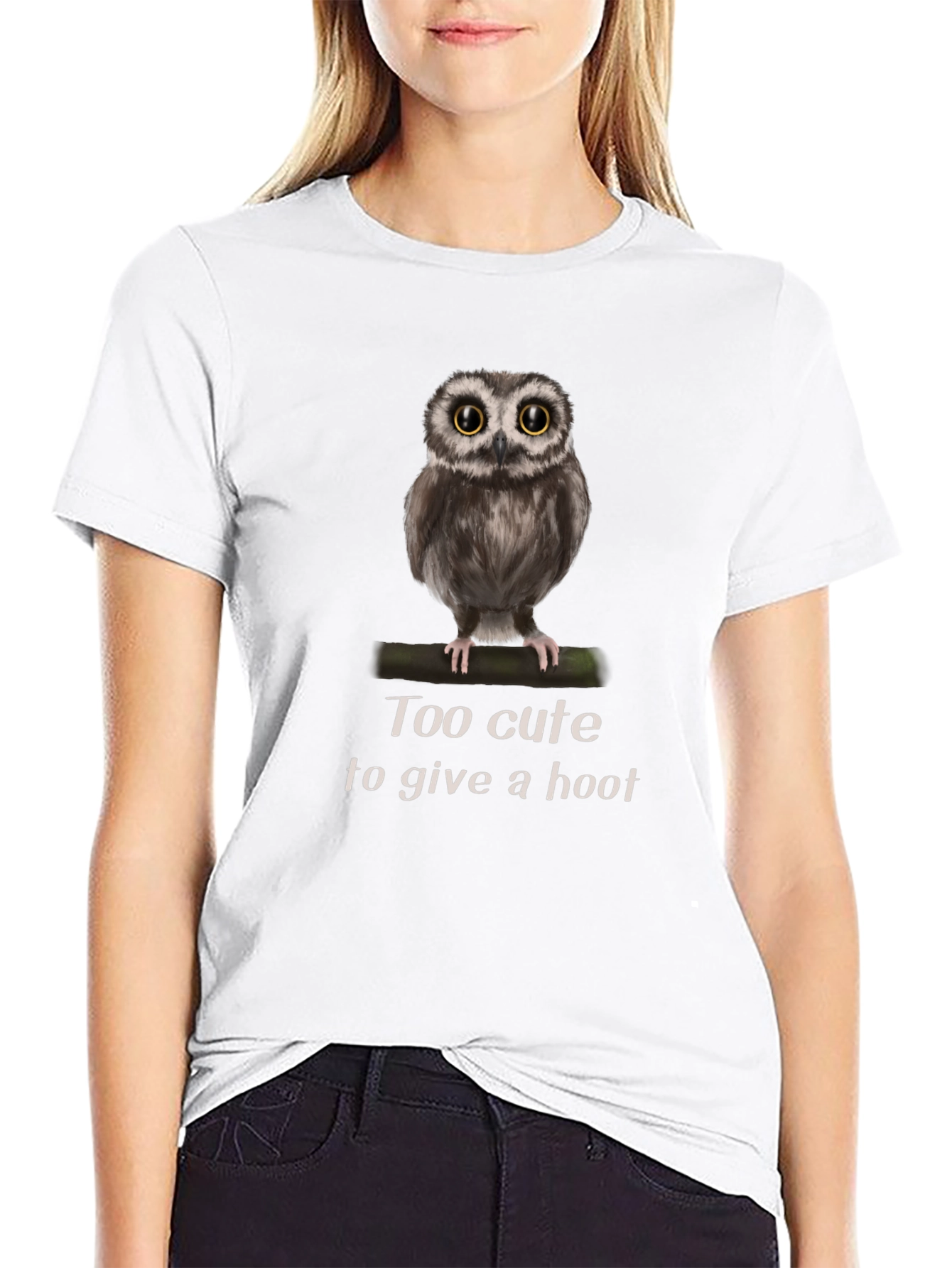Cute Owl Graphic Tee - Too Cute to Give a Hoot