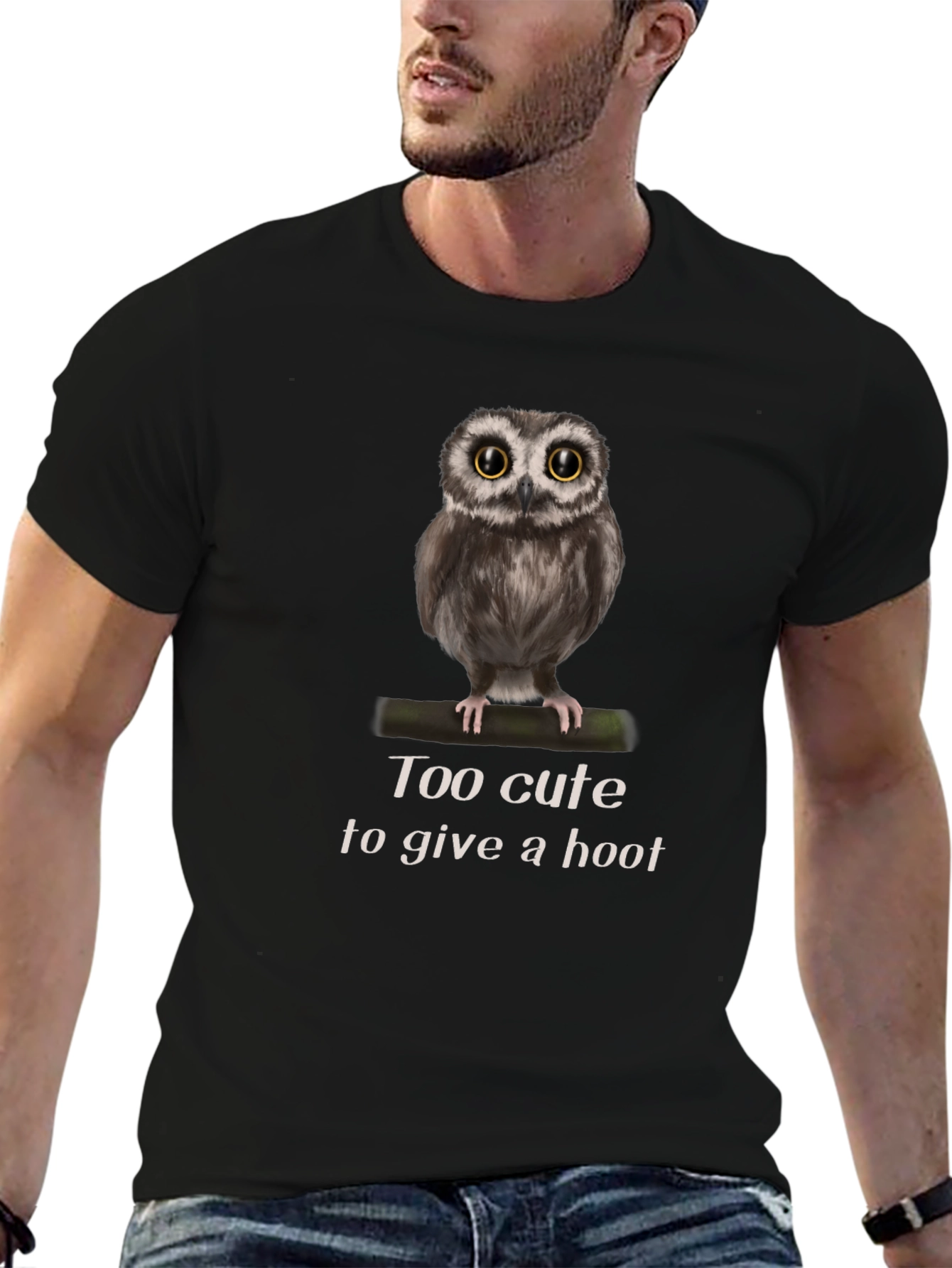 Cute Owl Graphic Tee - Too Cute to Give a Hoot
