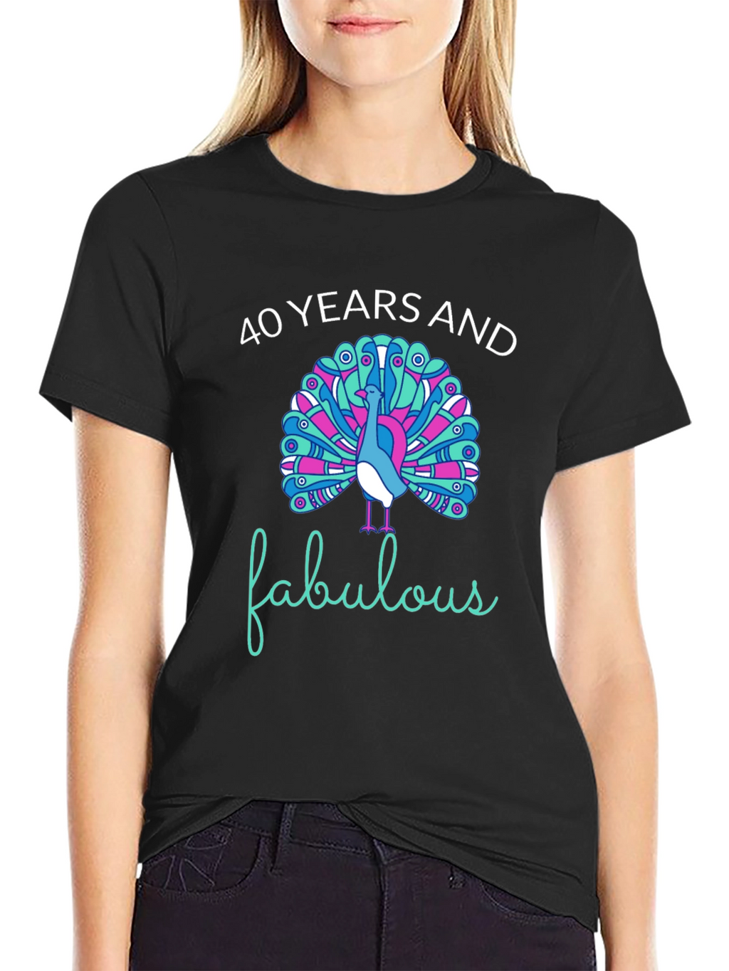 40 Years and Fabulous Peacock Graphic T-Shirt
