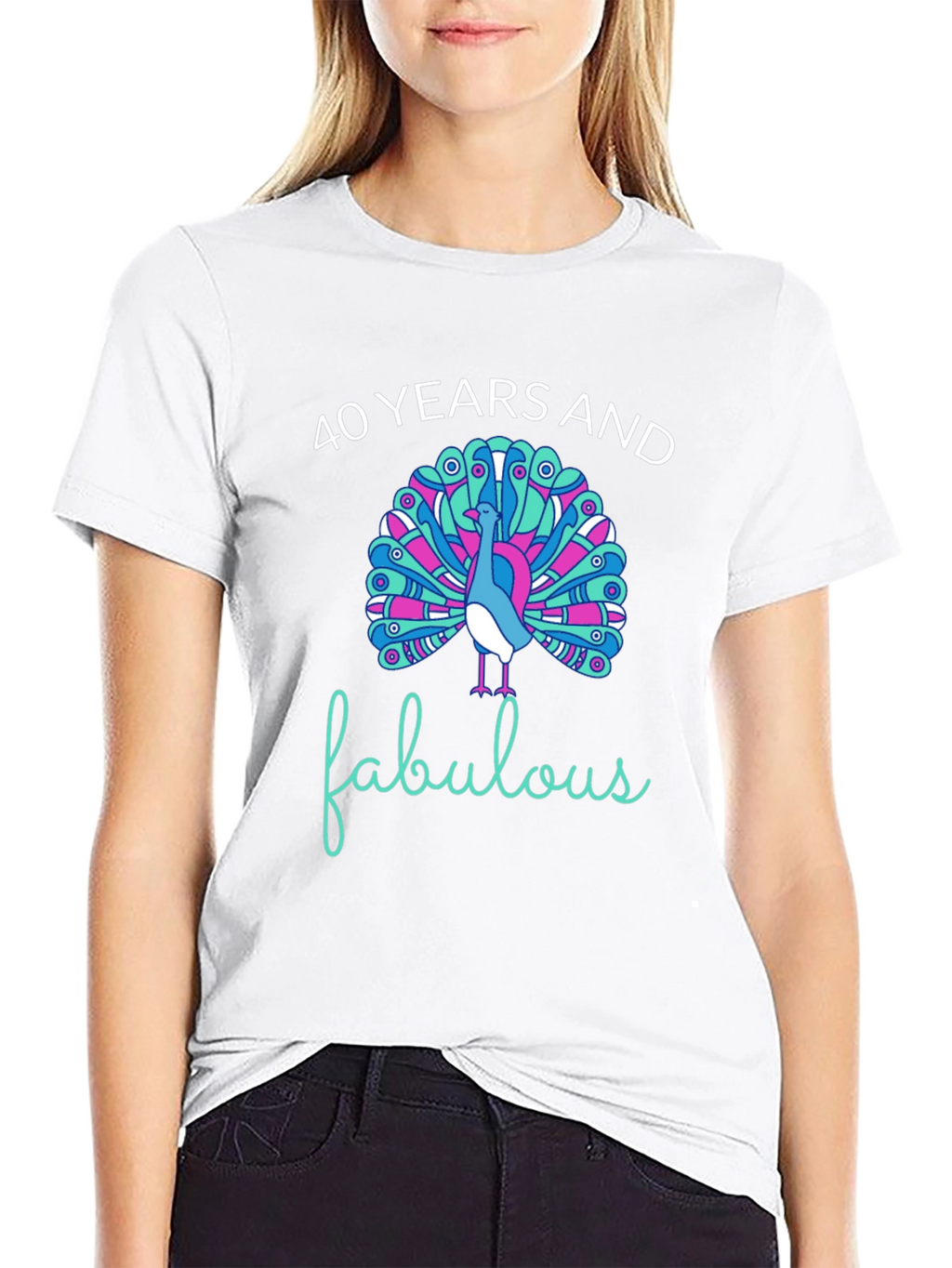 40 Years and Fabulous Peacock Graphic T-Shirt