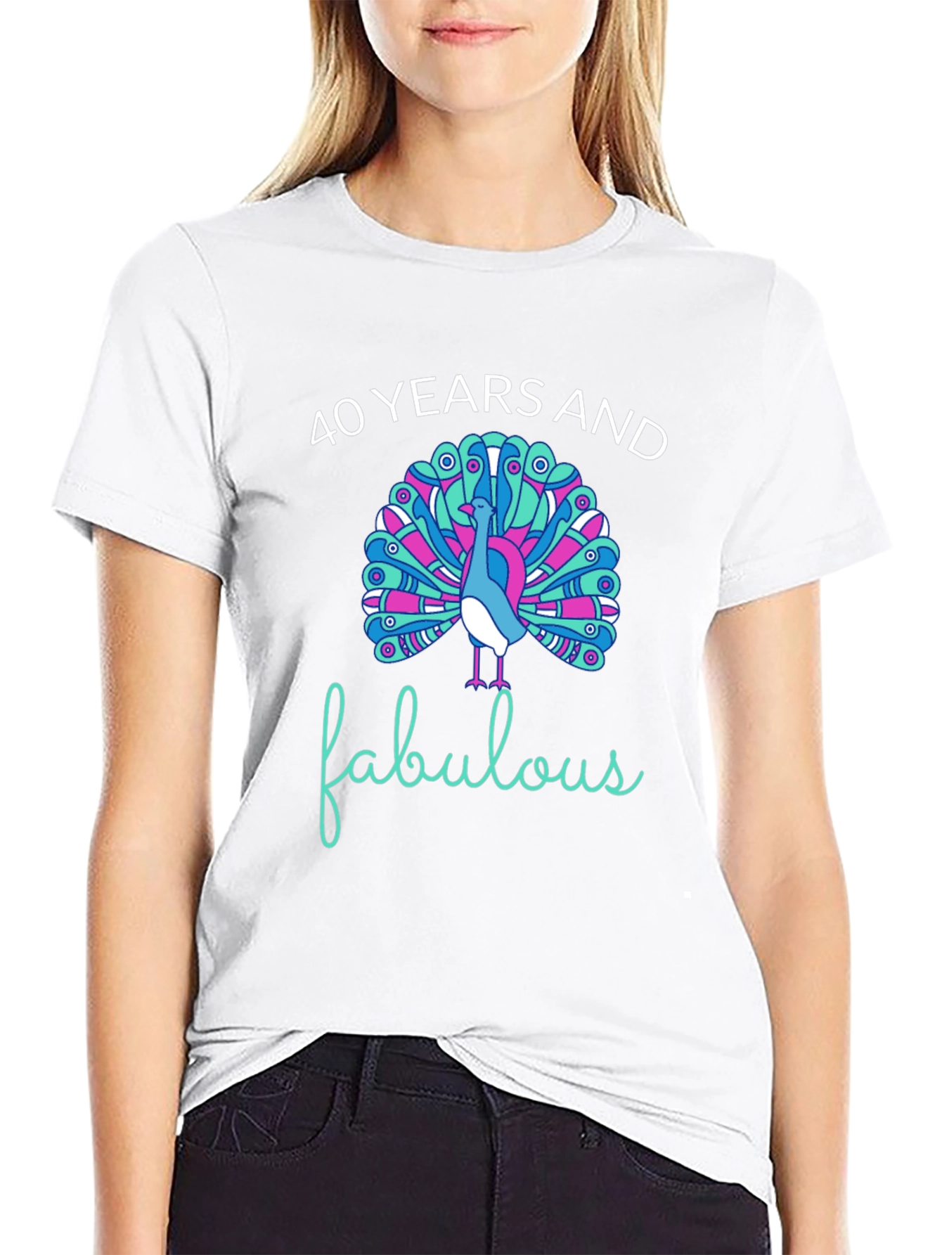 40 Years and Fabulous Peacock Graphic T-Shirt