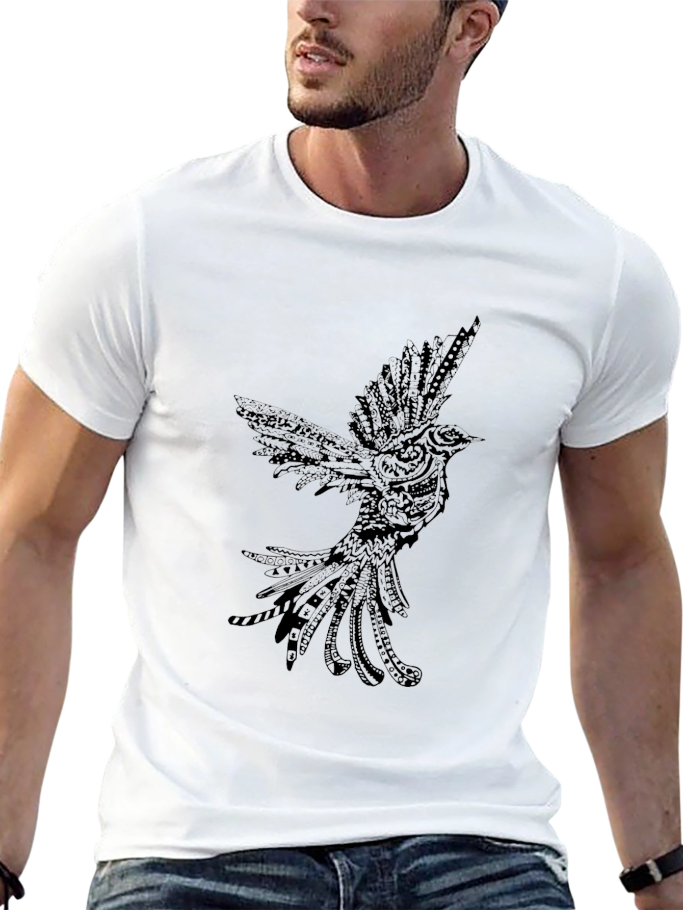 Black Bird Graphic Tee - Stylish Mens Shirt