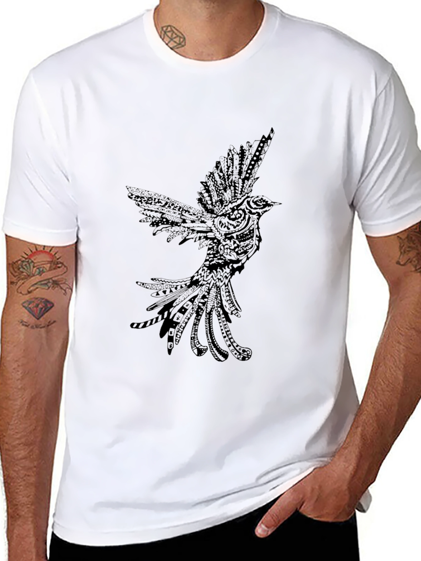 Black Bird Graphic Tee - Stylish Mens Shirt