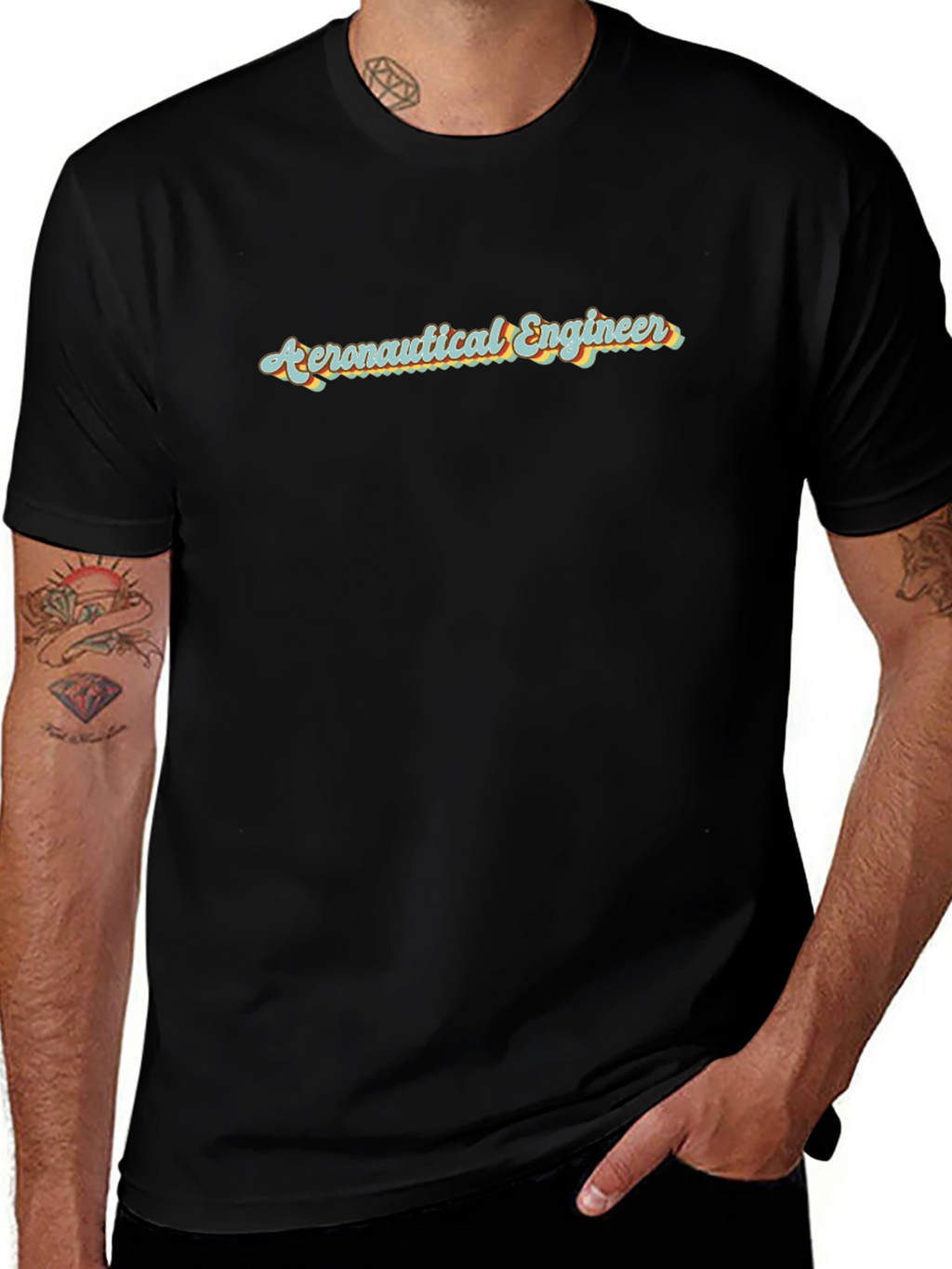 Aeronautical Engineer Retro T-Shirt - Black