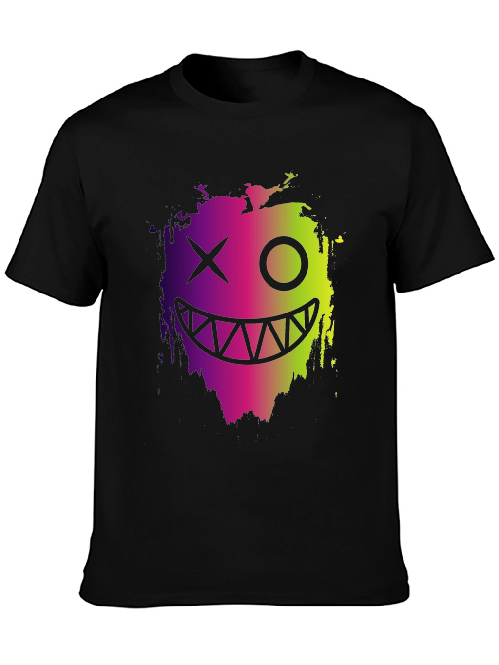 Cool Monster Face Graphic Black T-Shirt