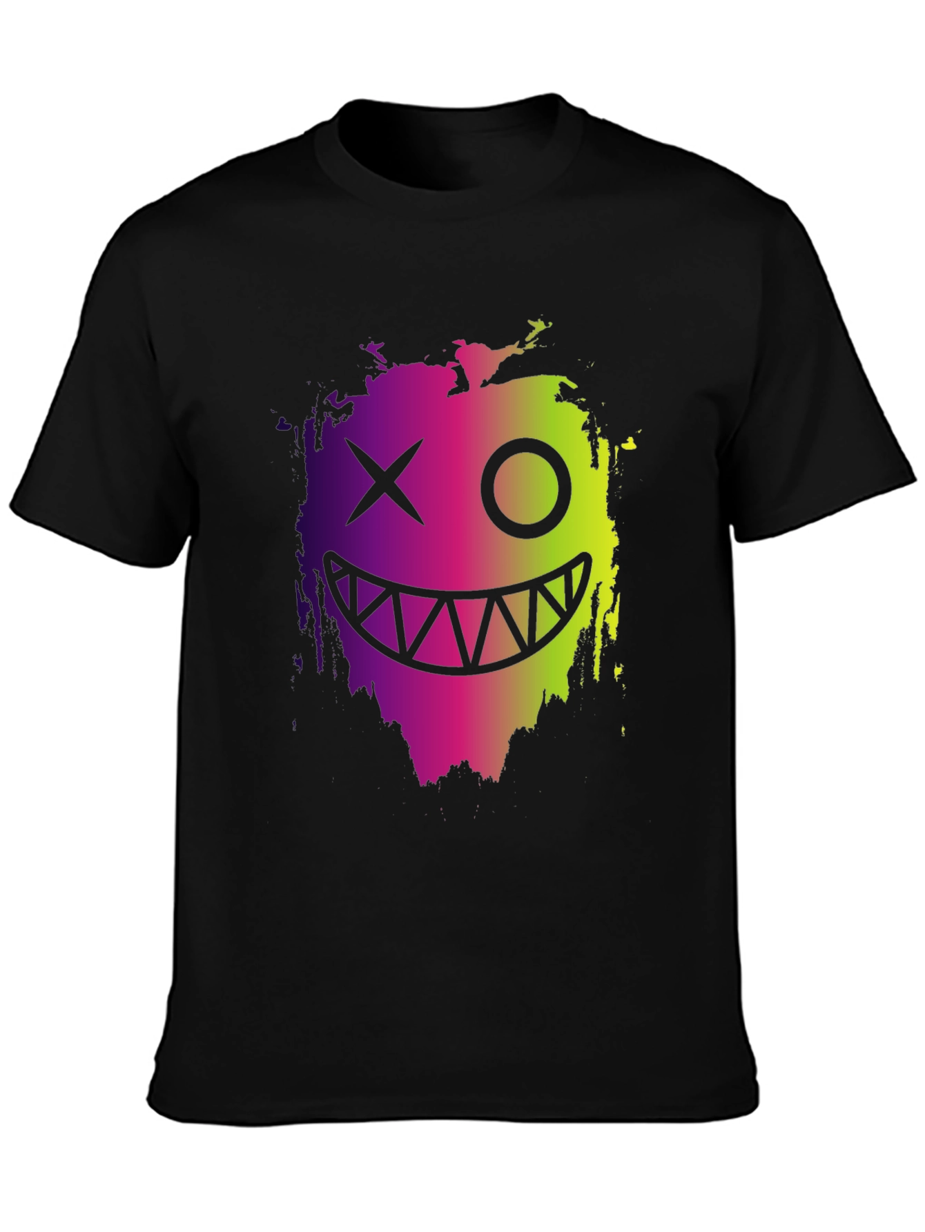 Cool Monster Face Graphic Black T-Shirt