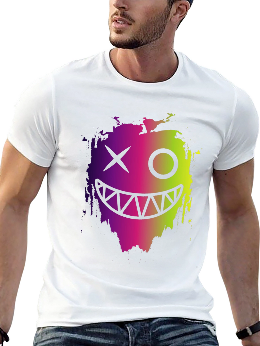 Cool Monster Face Graphic Black T-Shirt