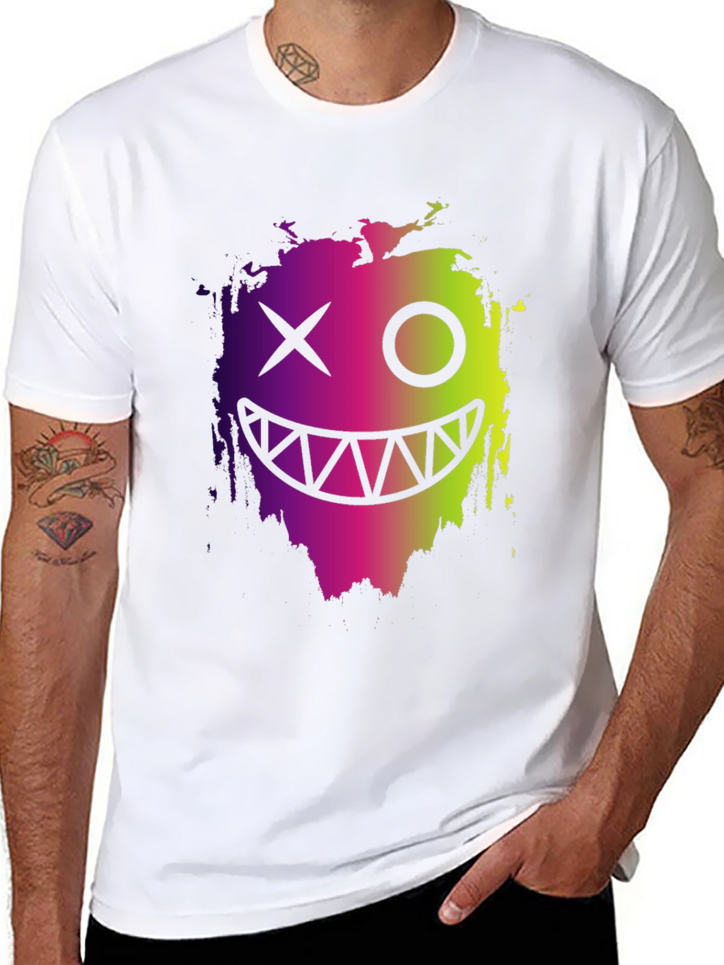 Cool Monster Face Graphic Black T-Shirt