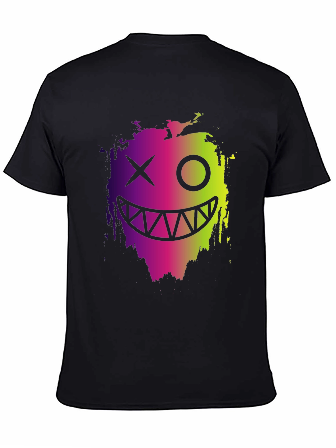 Cool Monster Face Graphic Black T-Shirt