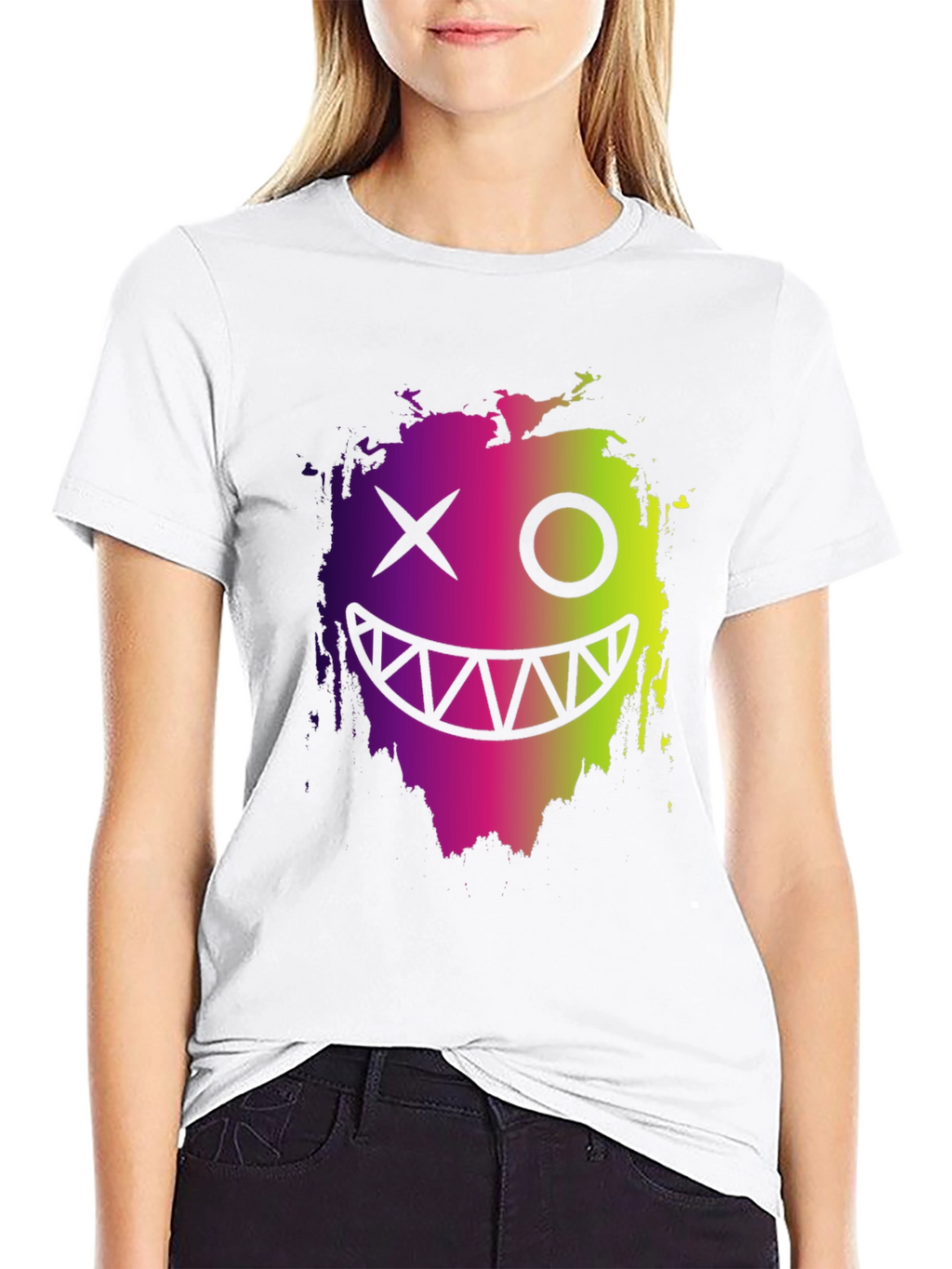 Cool Monster Face Graphic Black T-Shirt