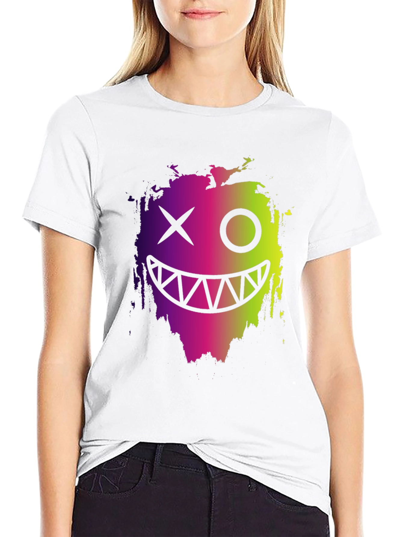 Cool Monster Face Graphic Black T-Shirt