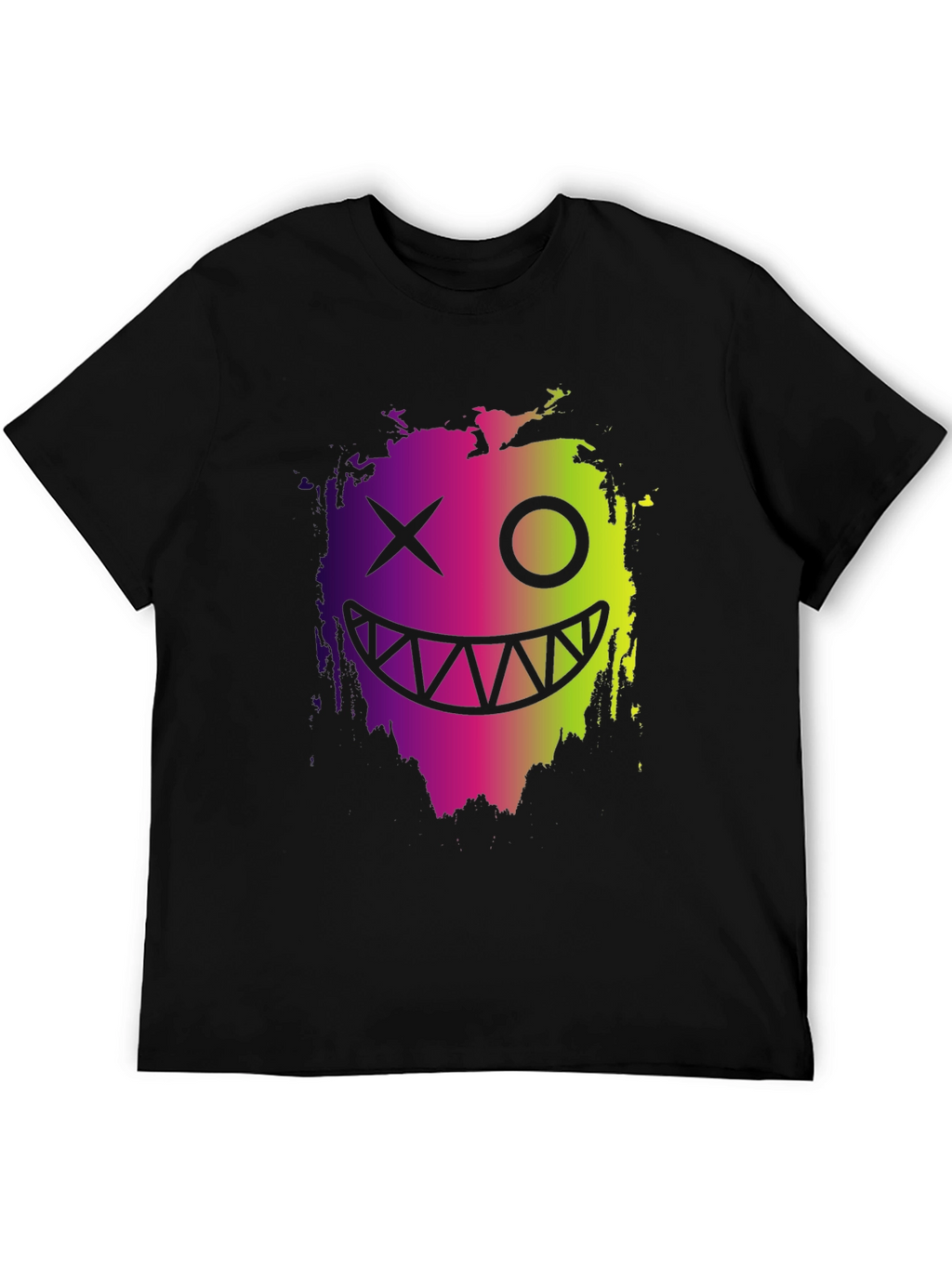 Cool Monster Face Graphic Black T-Shirt