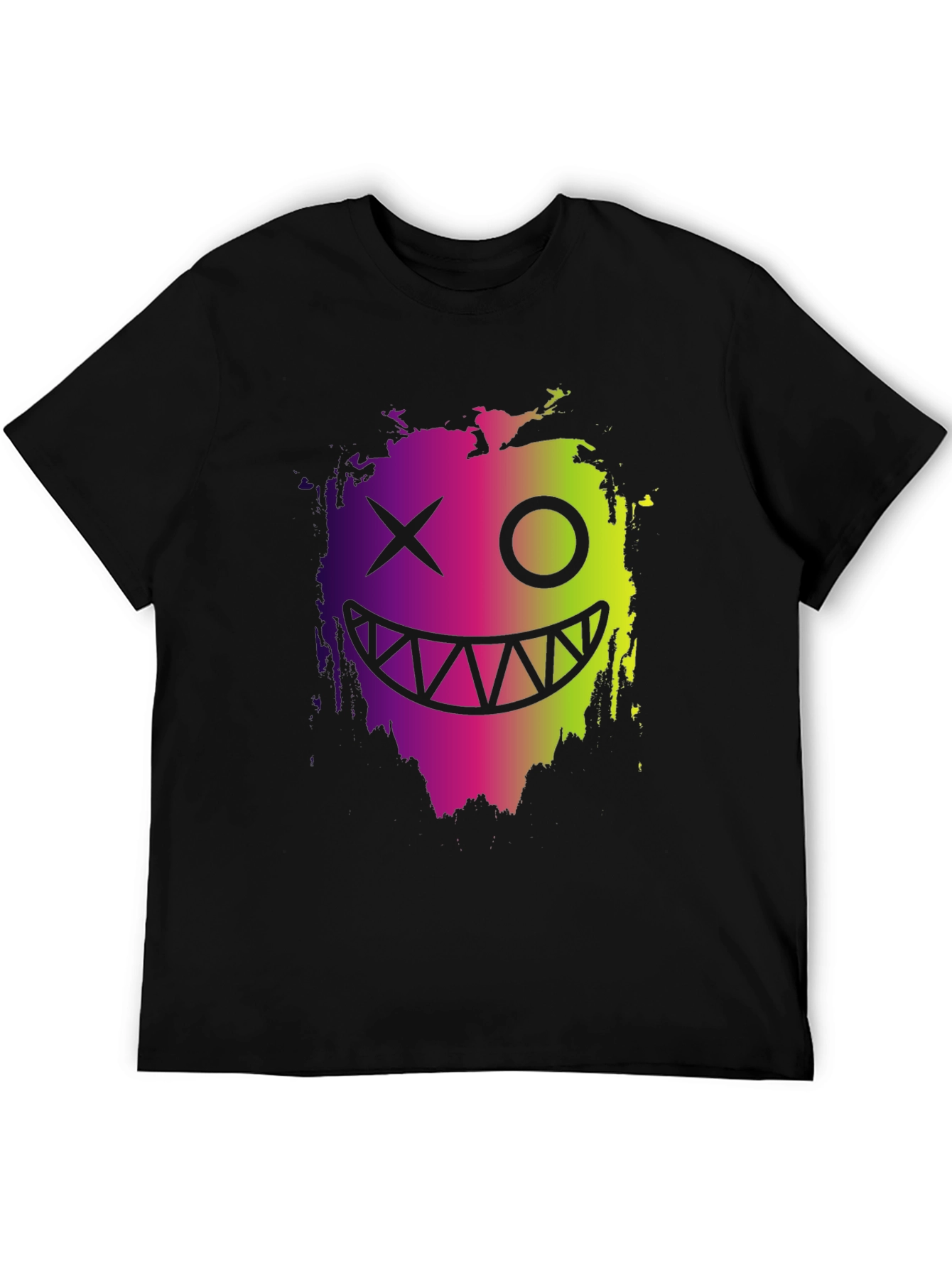 Cool Monster Face Graphic Black T-Shirt