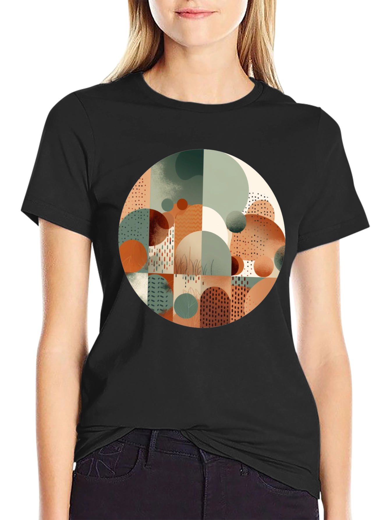 Abstract Geometric Circle Tee - Modern Art Shirt