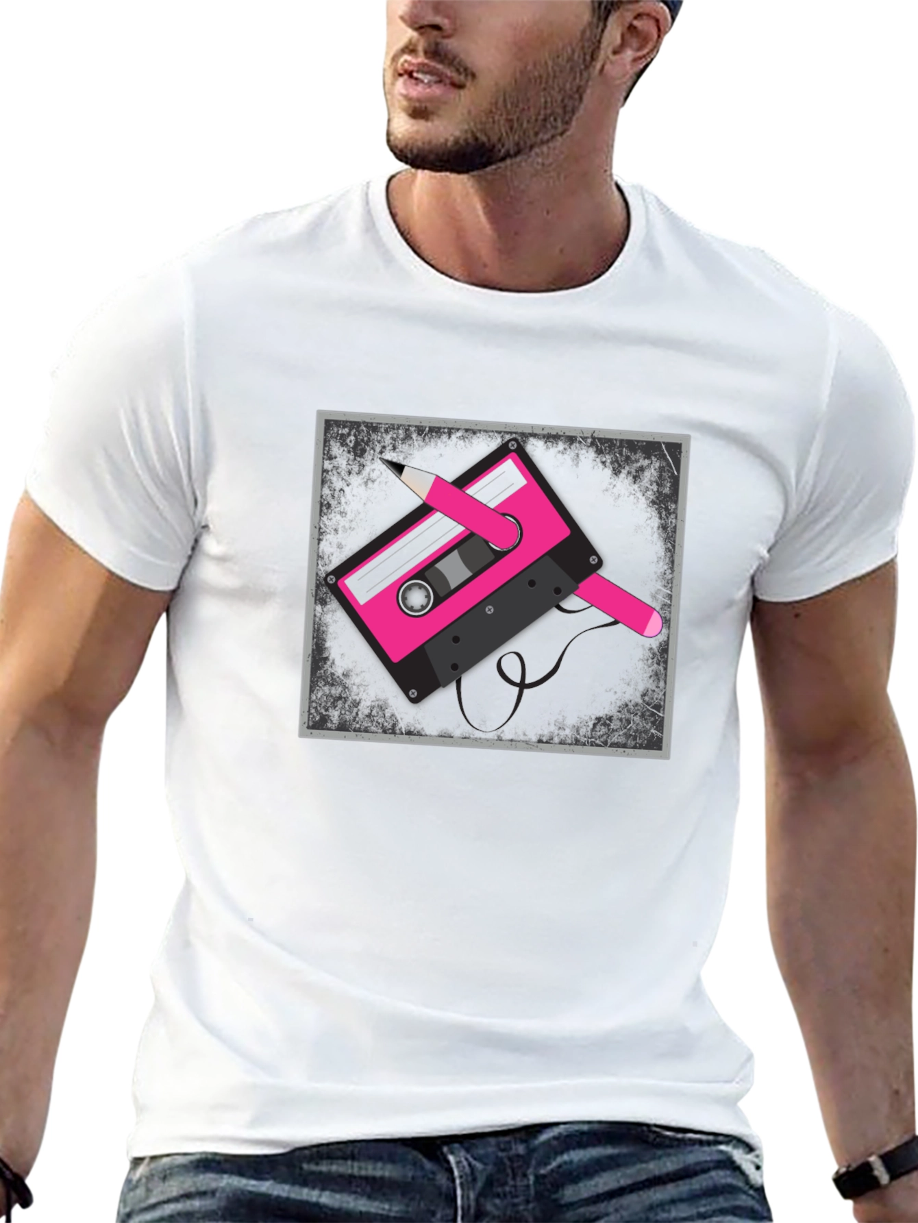 Retro Cassette Tape Graphic Tee - Black