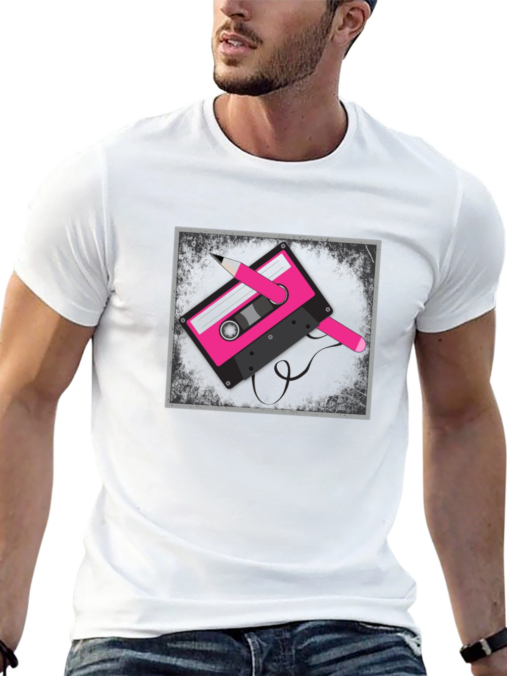 Retro Cassette Tape Graphic Tee - Black