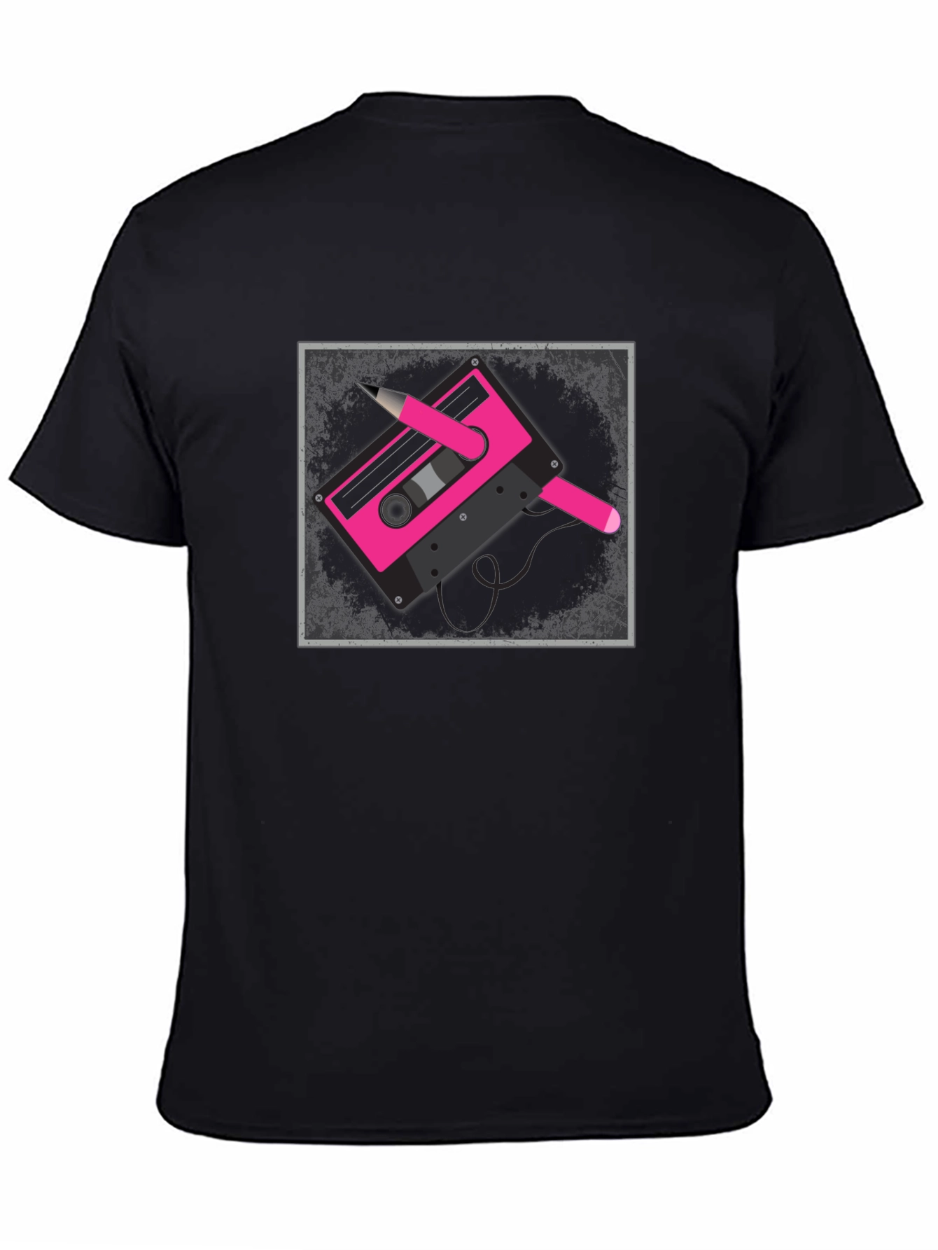 Retro Cassette Tape Graphic Tee - Black