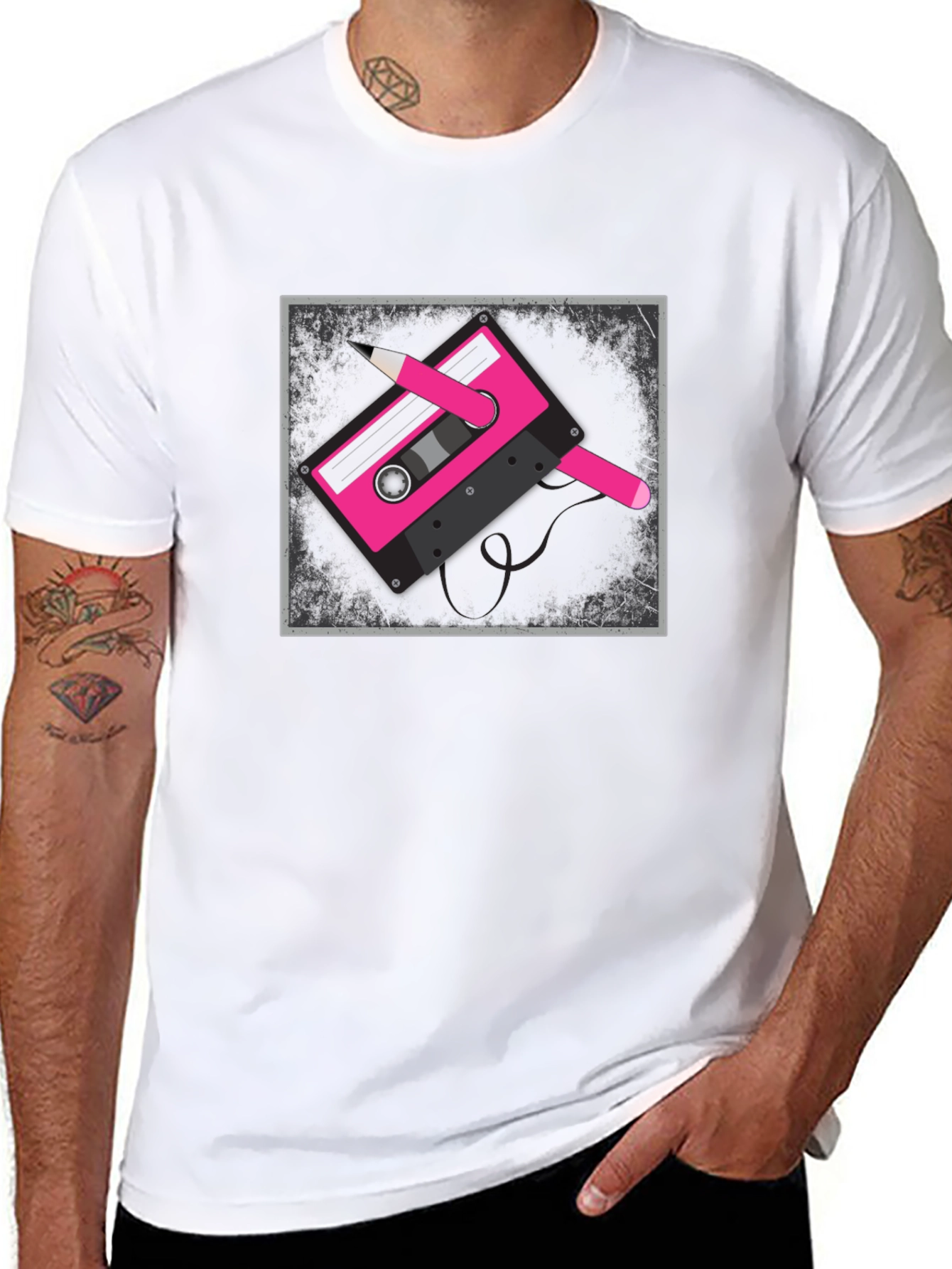 Retro Cassette Tape Graphic Tee - Black
