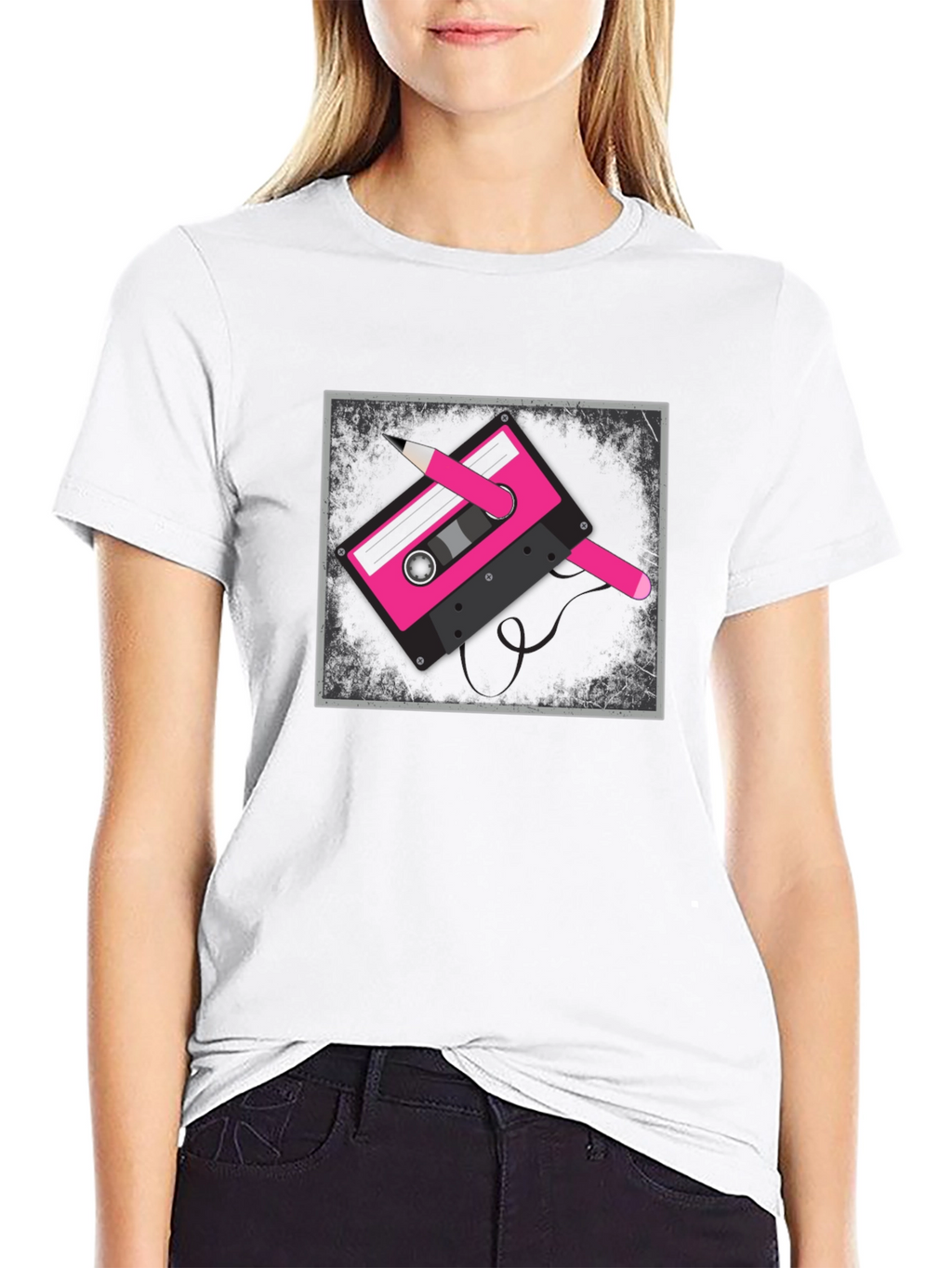 Retro Cassette Tape Graphic Tee - Black