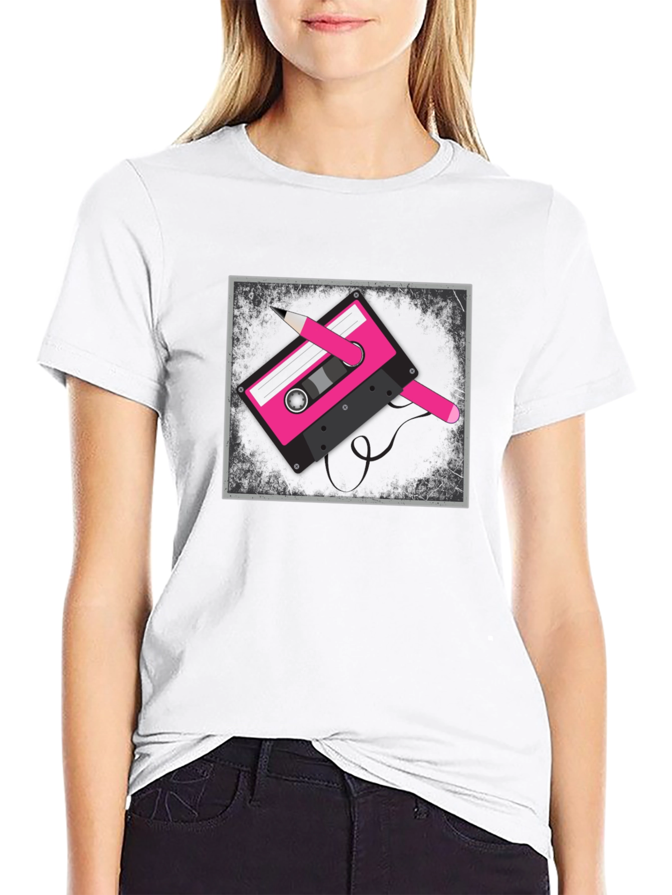 Retro Cassette Tape Graphic Tee - Black