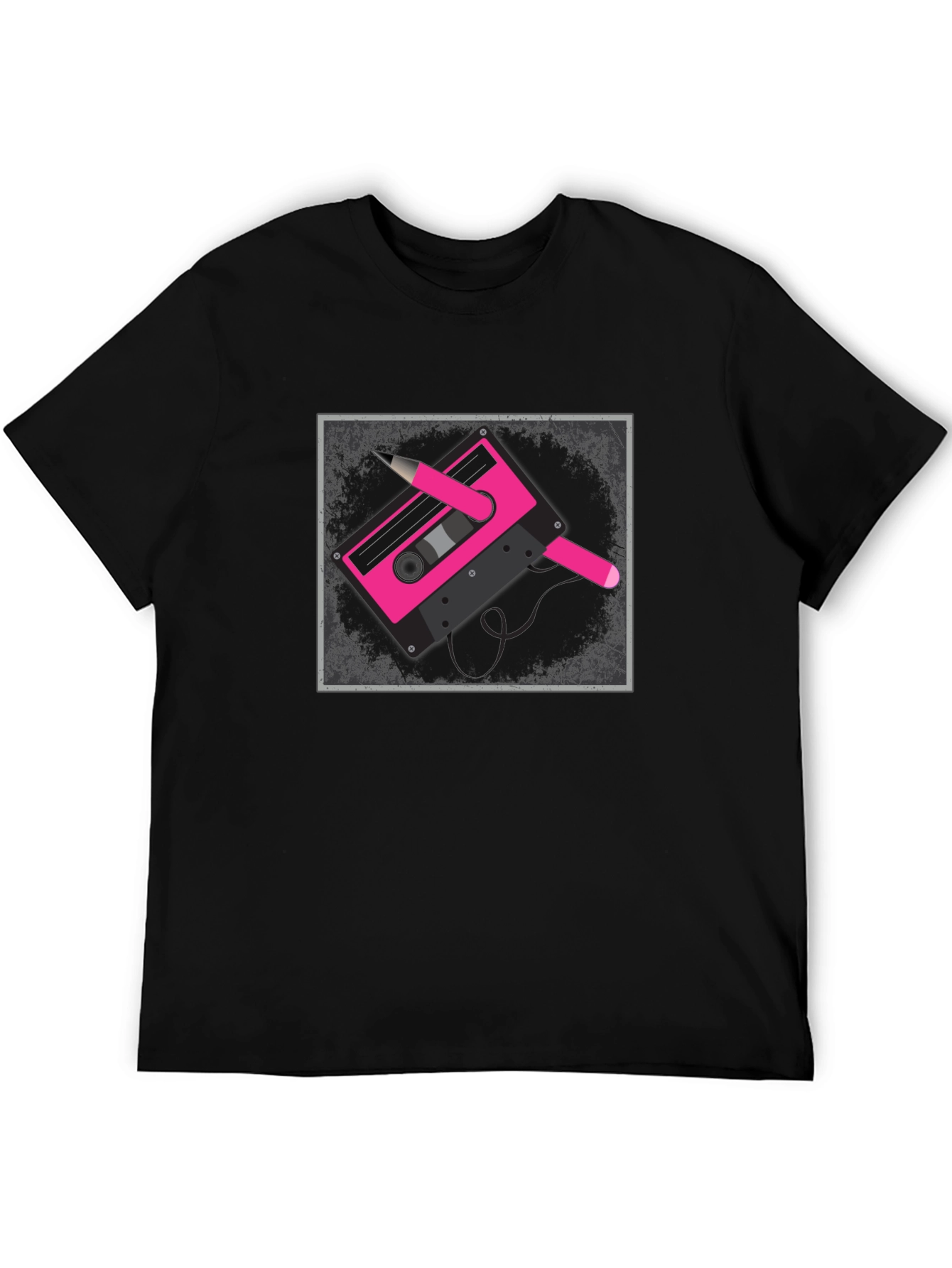 Retro Cassette Tape Graphic Tee - Black