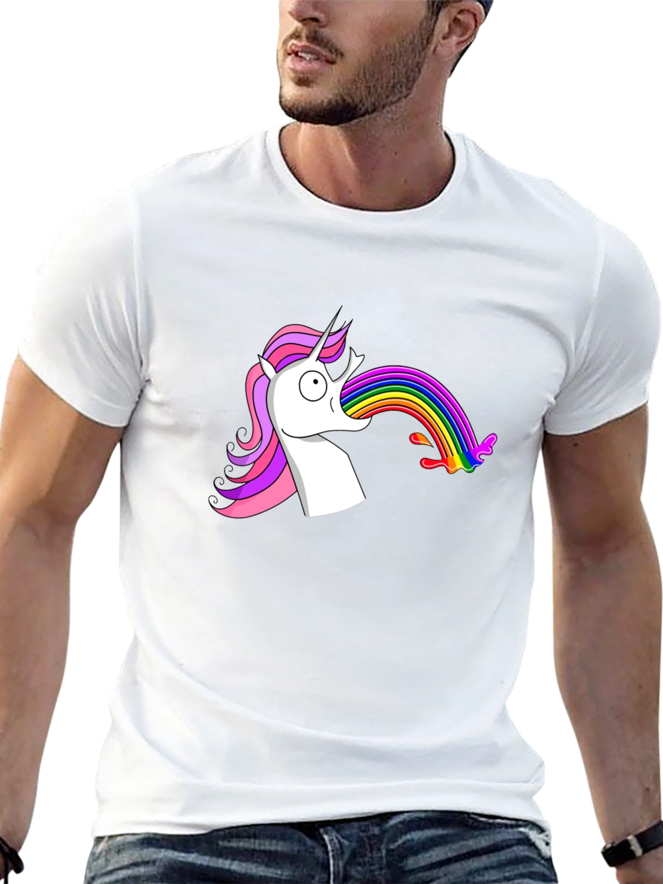 Unicorn Vomiting Rainbow Funny Graphic Tee